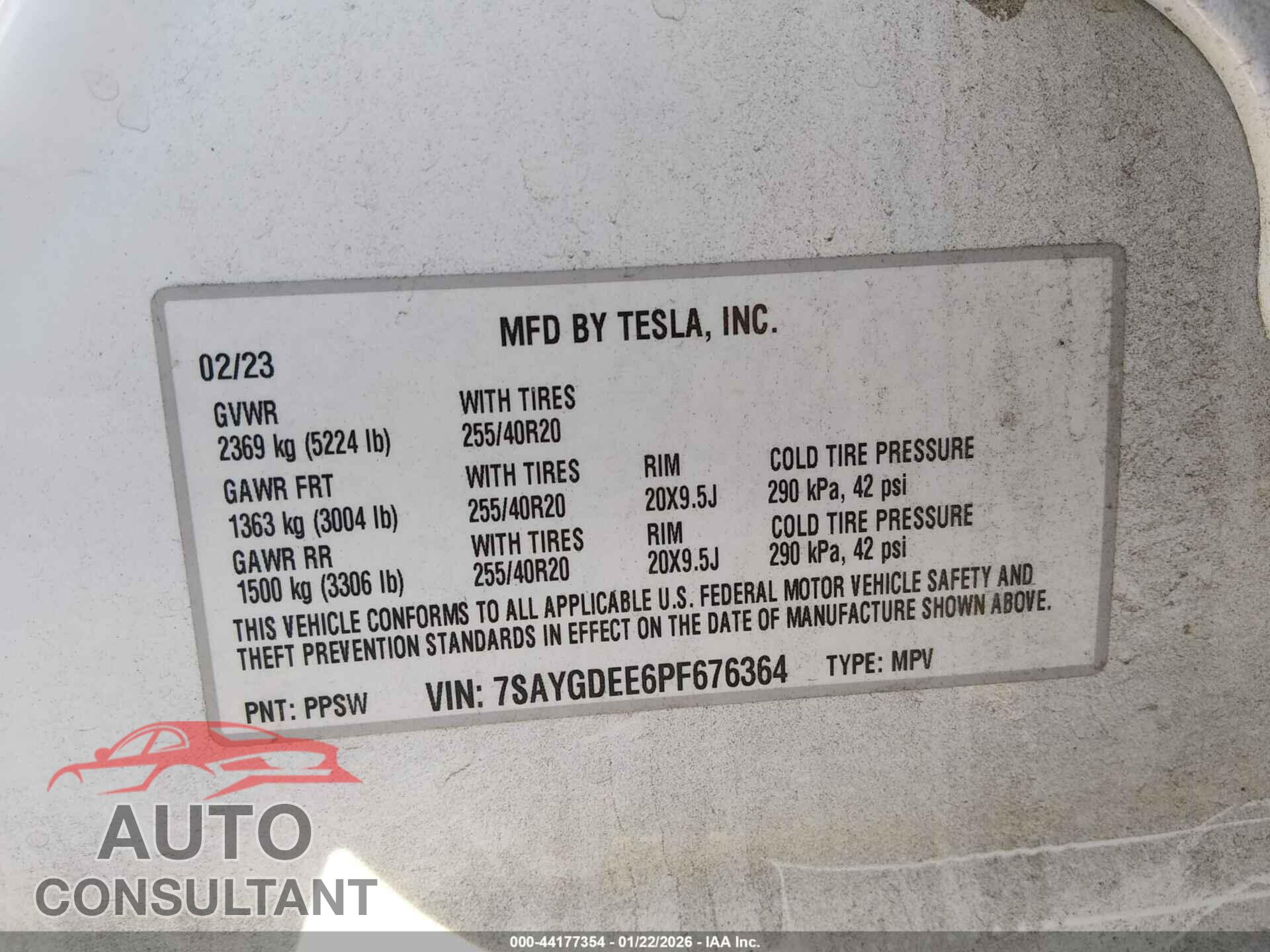 TESLA MODEL Y 2023 - 7SAYGDEE6PF676364