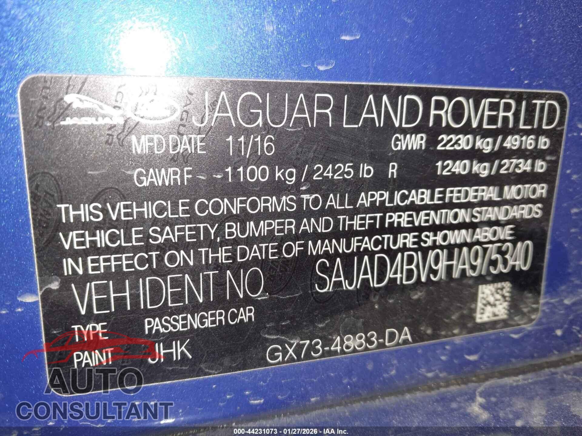 JAGUAR XE 2017 - SAJAD4BV9HA975340