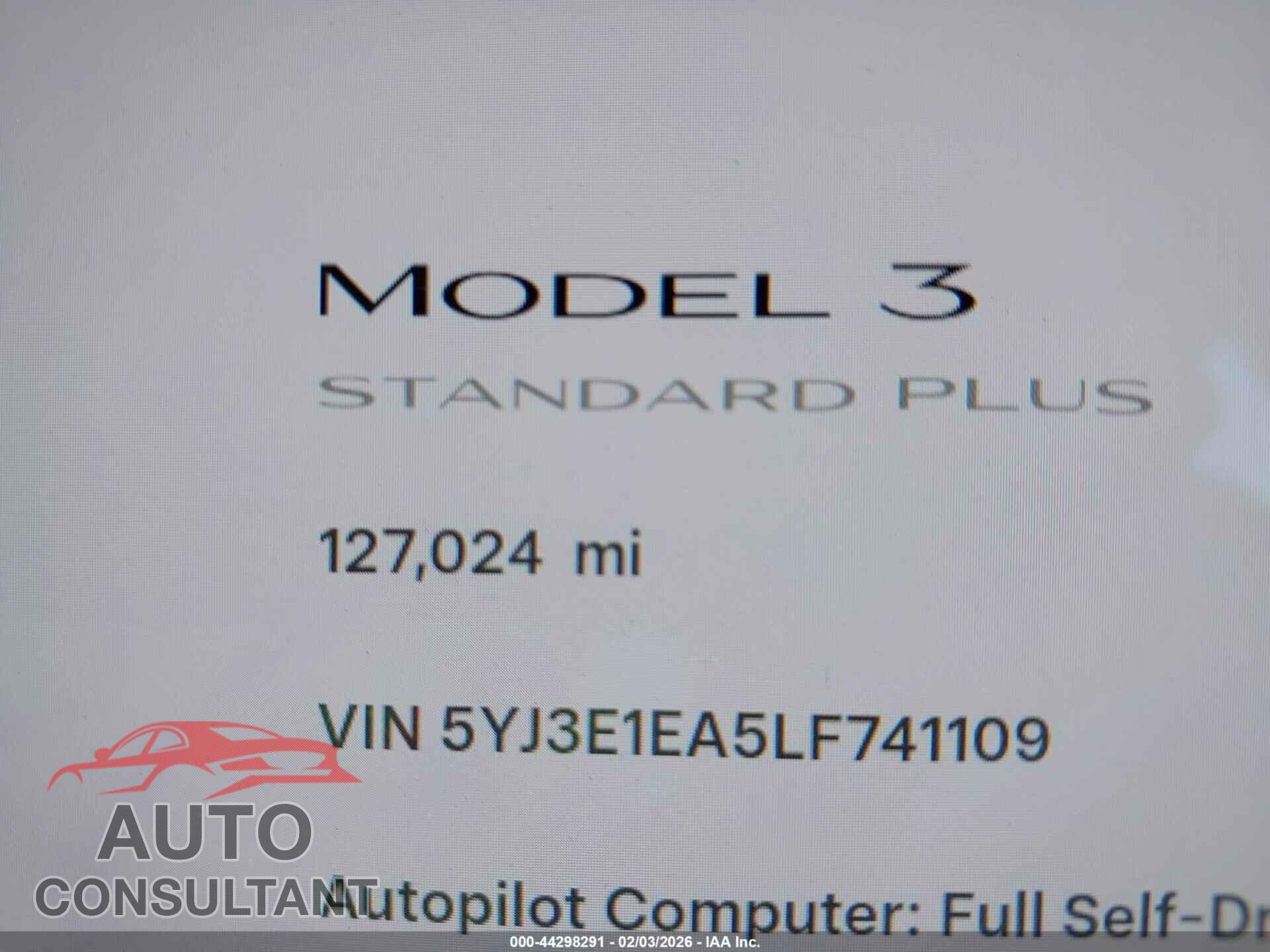 TESLA MODEL 3 2020 - 5YJ3E1EA5LF741109