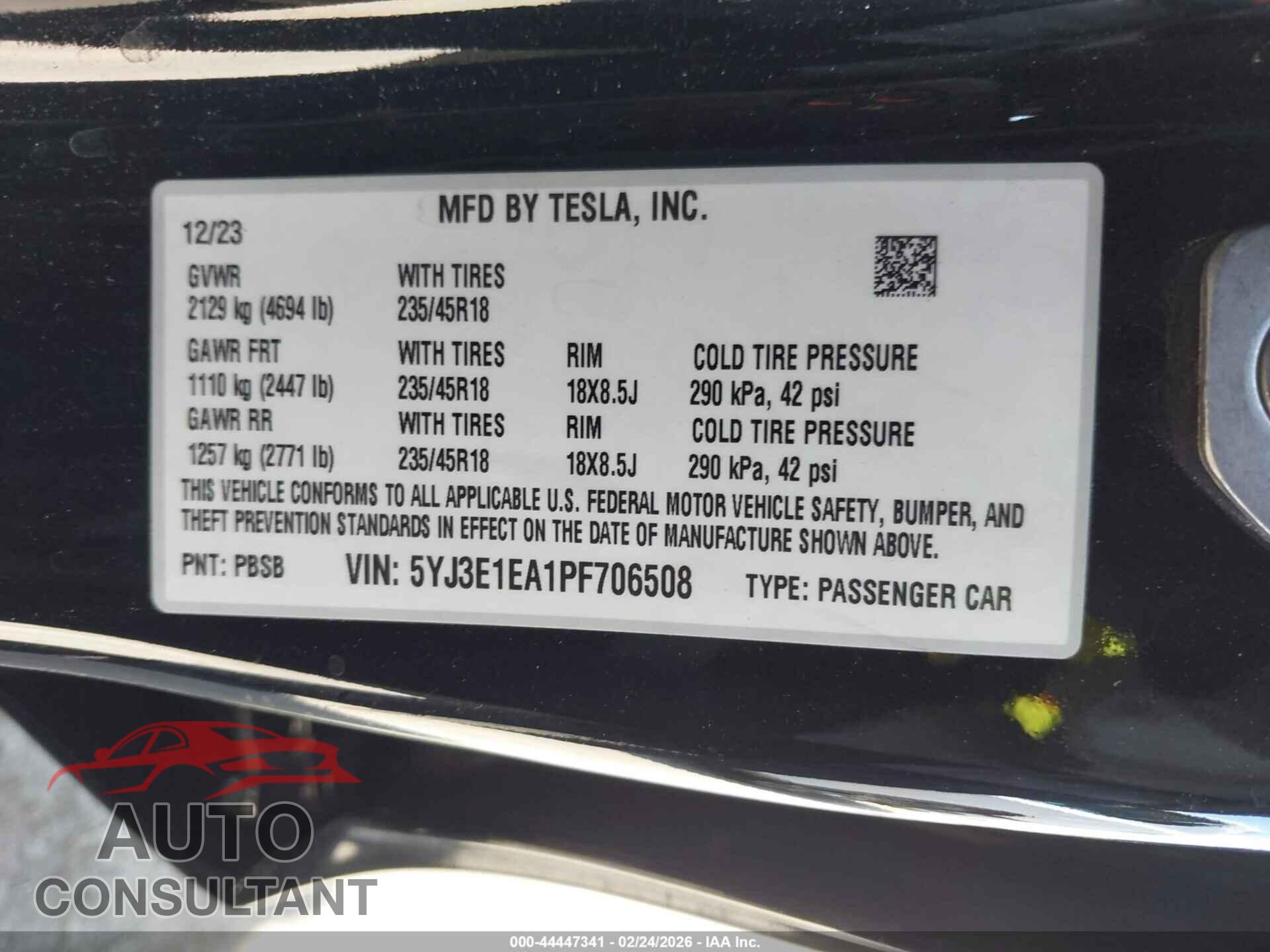 TESLA MODEL 3 2023 - 5YJ3E1EA1PF706508