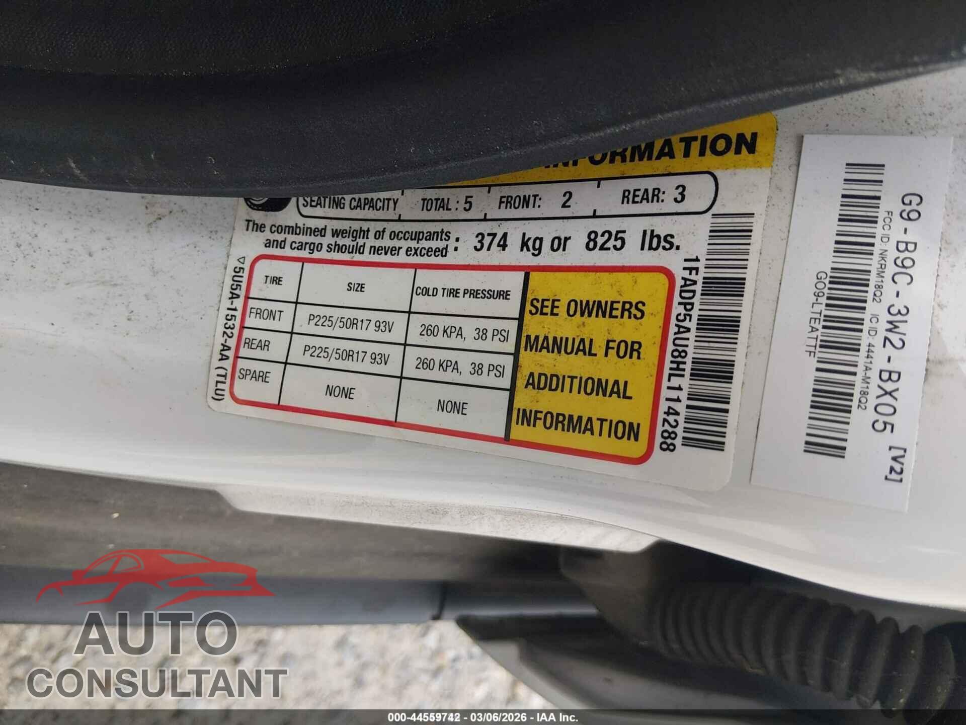 FORD C-MAX HYBRID 2017 - 1FADP5AU8HL114288
