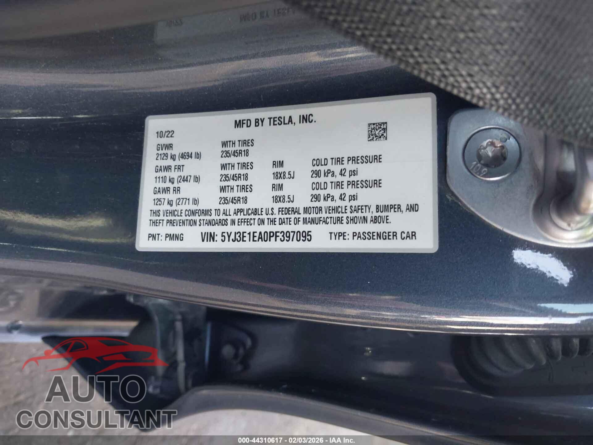 TESLA MODEL 3 2023 - 5YJ3E1EA0PF397095