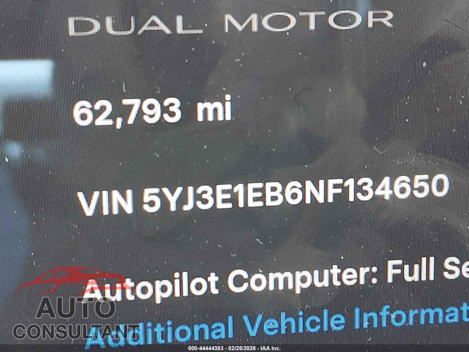 TESLA MODEL 3 2022 - 5YJ3E1EB6NF134650