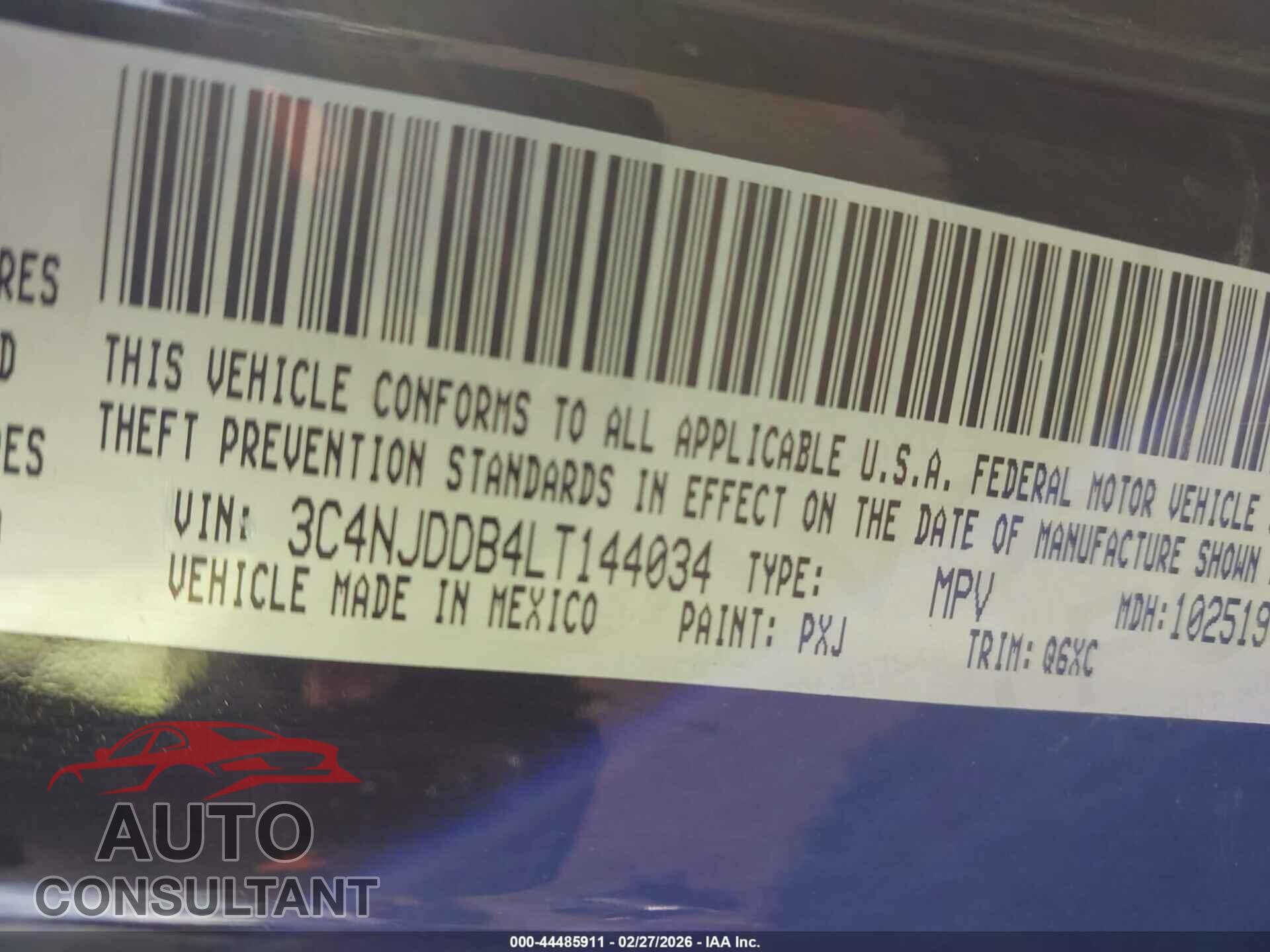JEEP COMPASS 2020 - 3C4NJDDB4LT144034