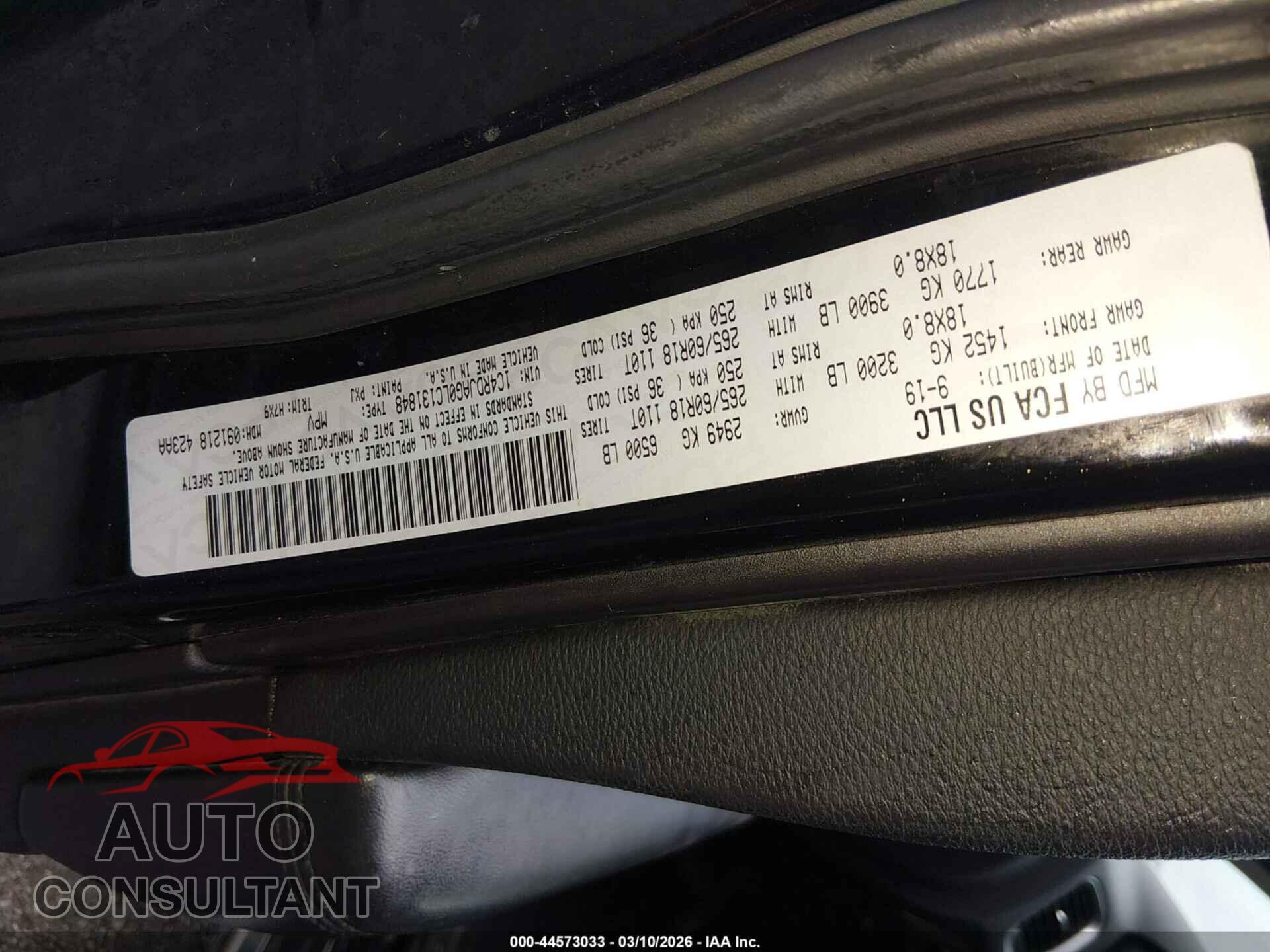 DODGE DURANGO 2020 - 1C4RDJAG0LC131848
