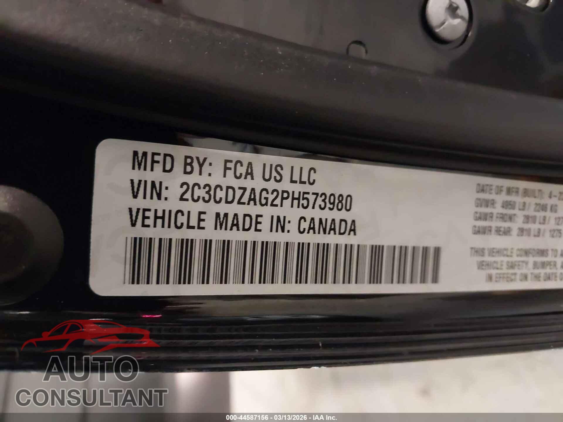 DODGE CHALLENGER 2023 - 2C3CDZAG2PH573980