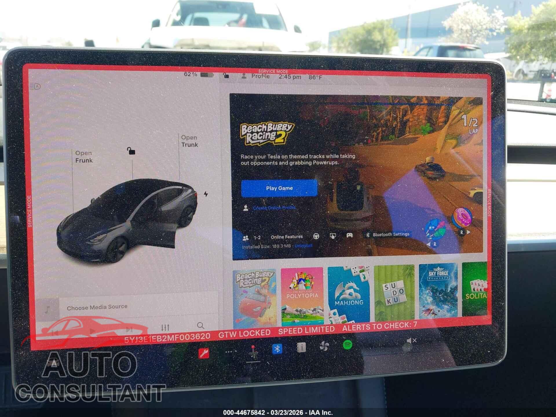 TESLA MODEL 3 2021 - 5YJ3E1EB2MF003620