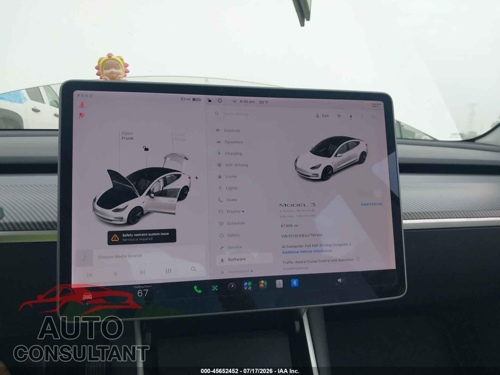 TESLA MODEL 3 2020 - 5YJ3E1EB3LF791306
