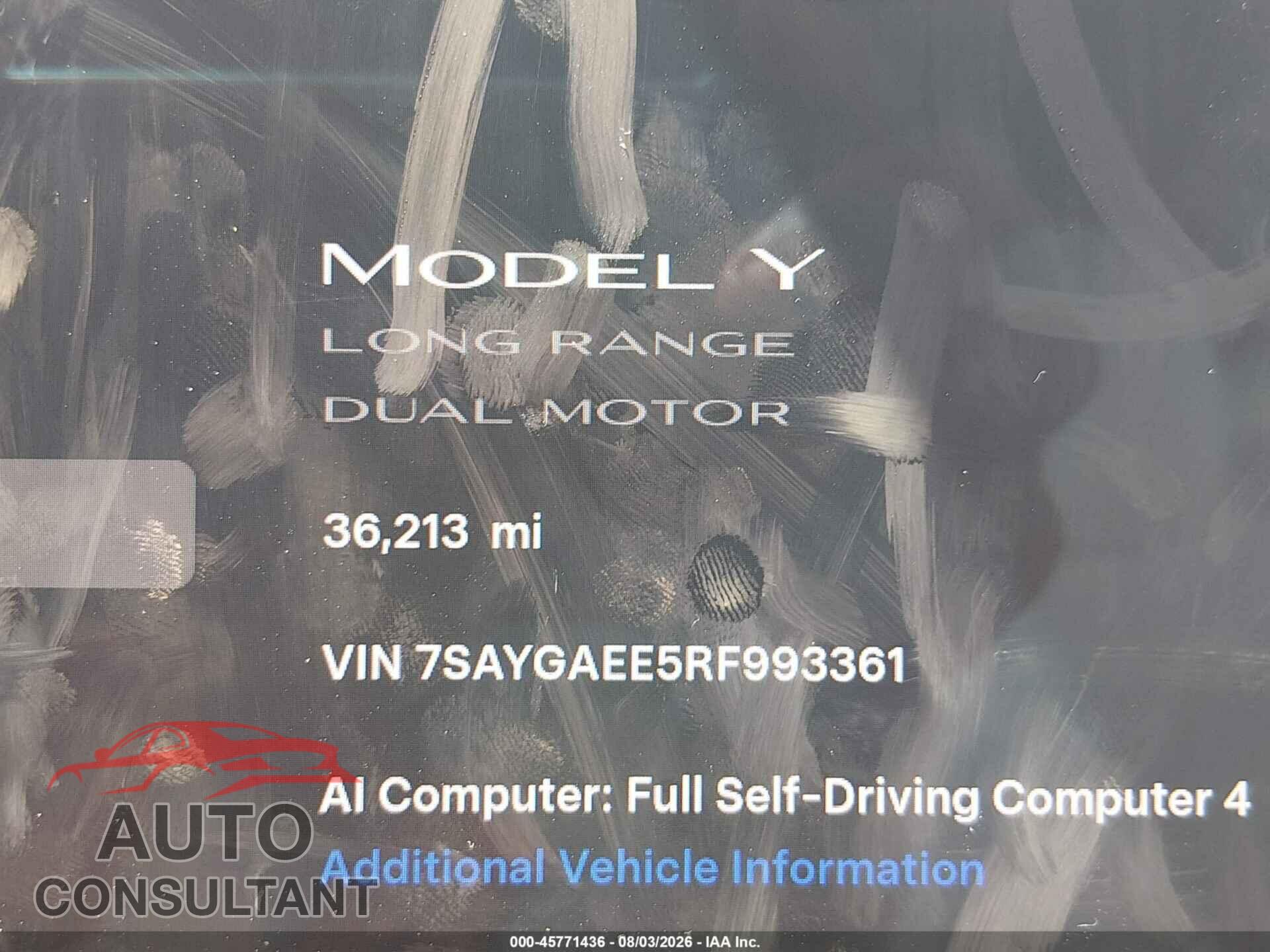 TESLA MODEL Y 2024 - 7SAYGAEE5RF993361