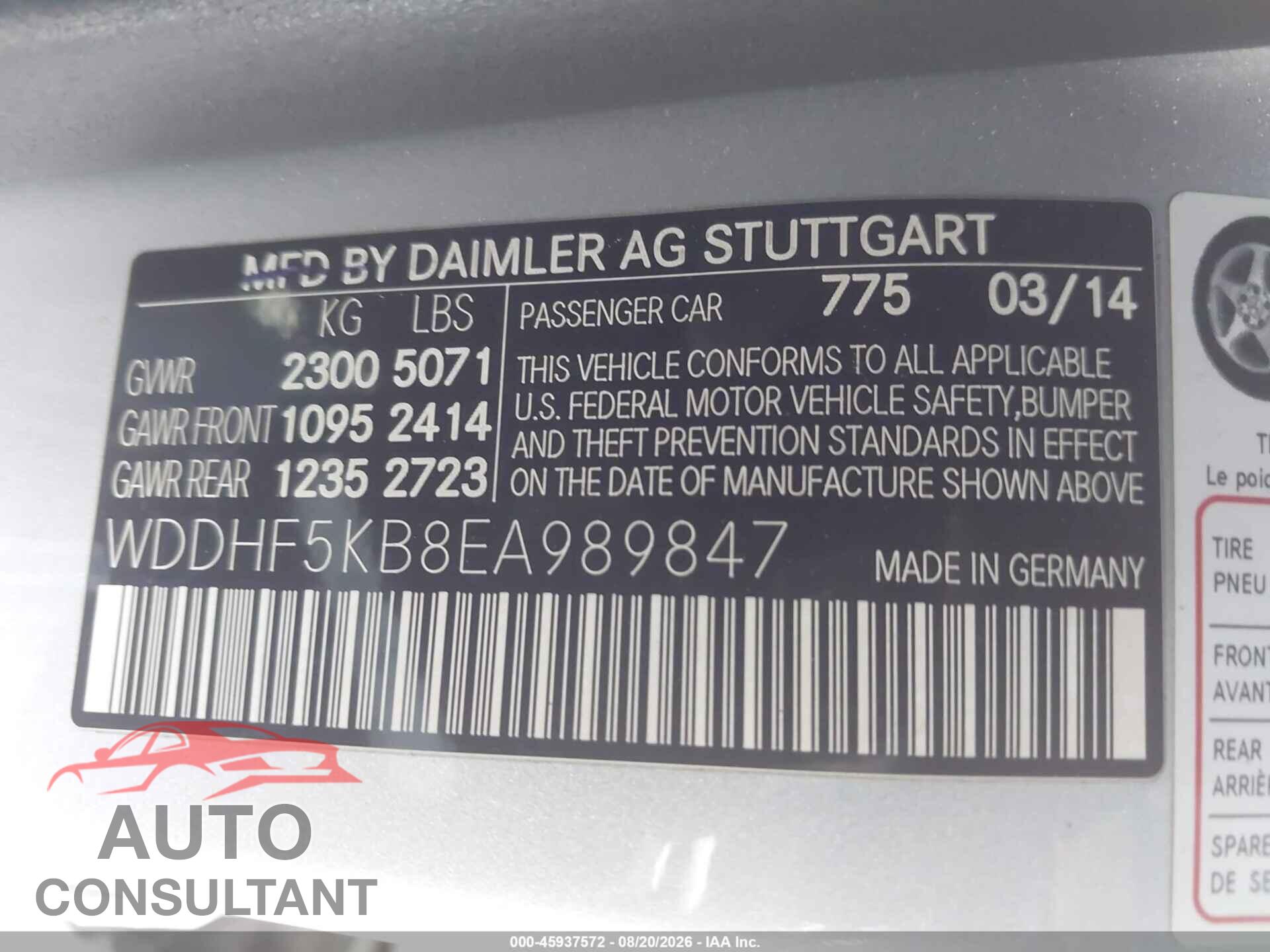 MERCEDES-BENZ E 350 2014 - WDDHF5KB8EA989847