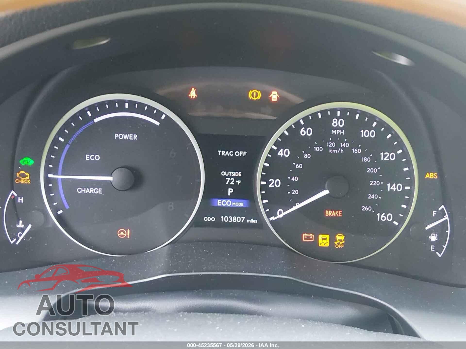 LEXUS ES 300H 2013 - JTHBW1GG2D2006438