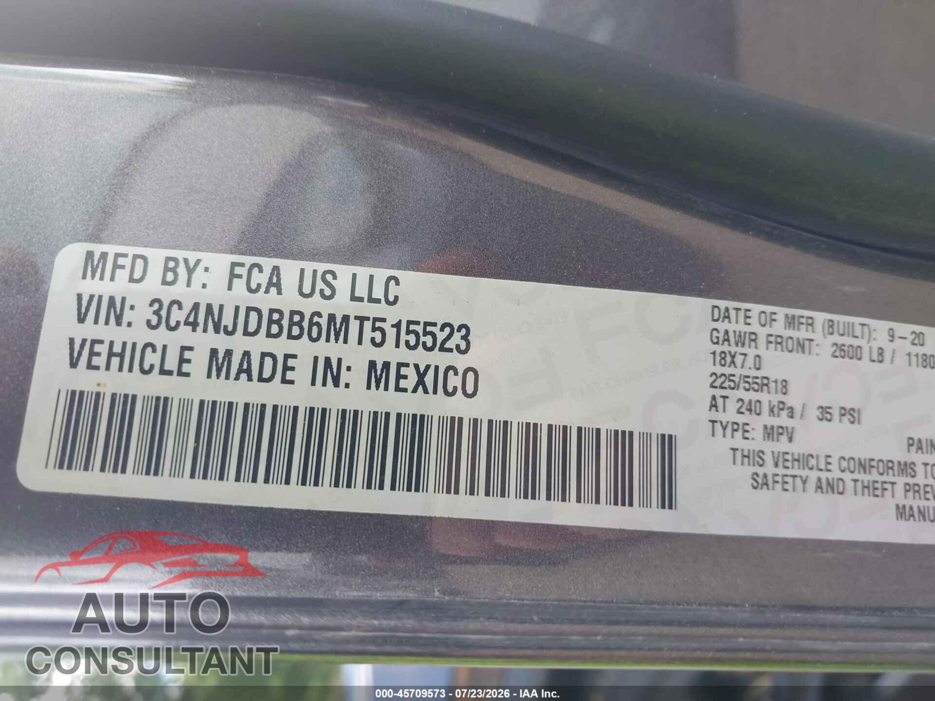 JEEP COMPASS 2021 - 3C4NJDBB6MT515523