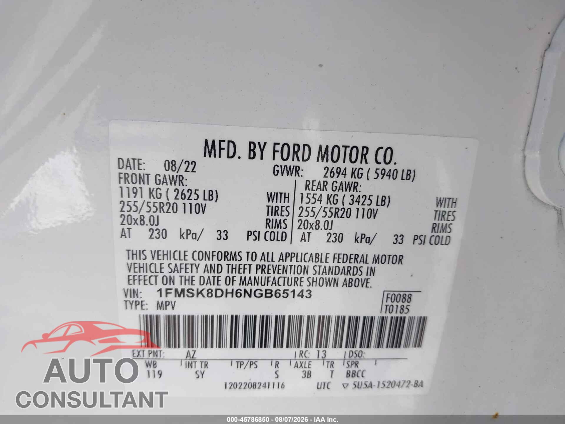 FORD EXPLORER 2022 - 1FMSK8DH6NGB65143