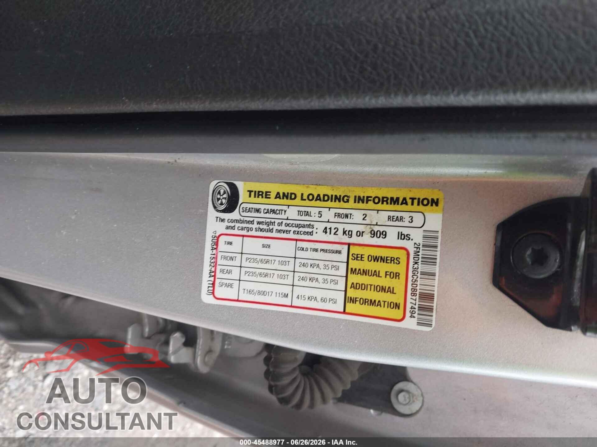 FORD EDGE 2013 - 2FMDK3GC5DBB77494