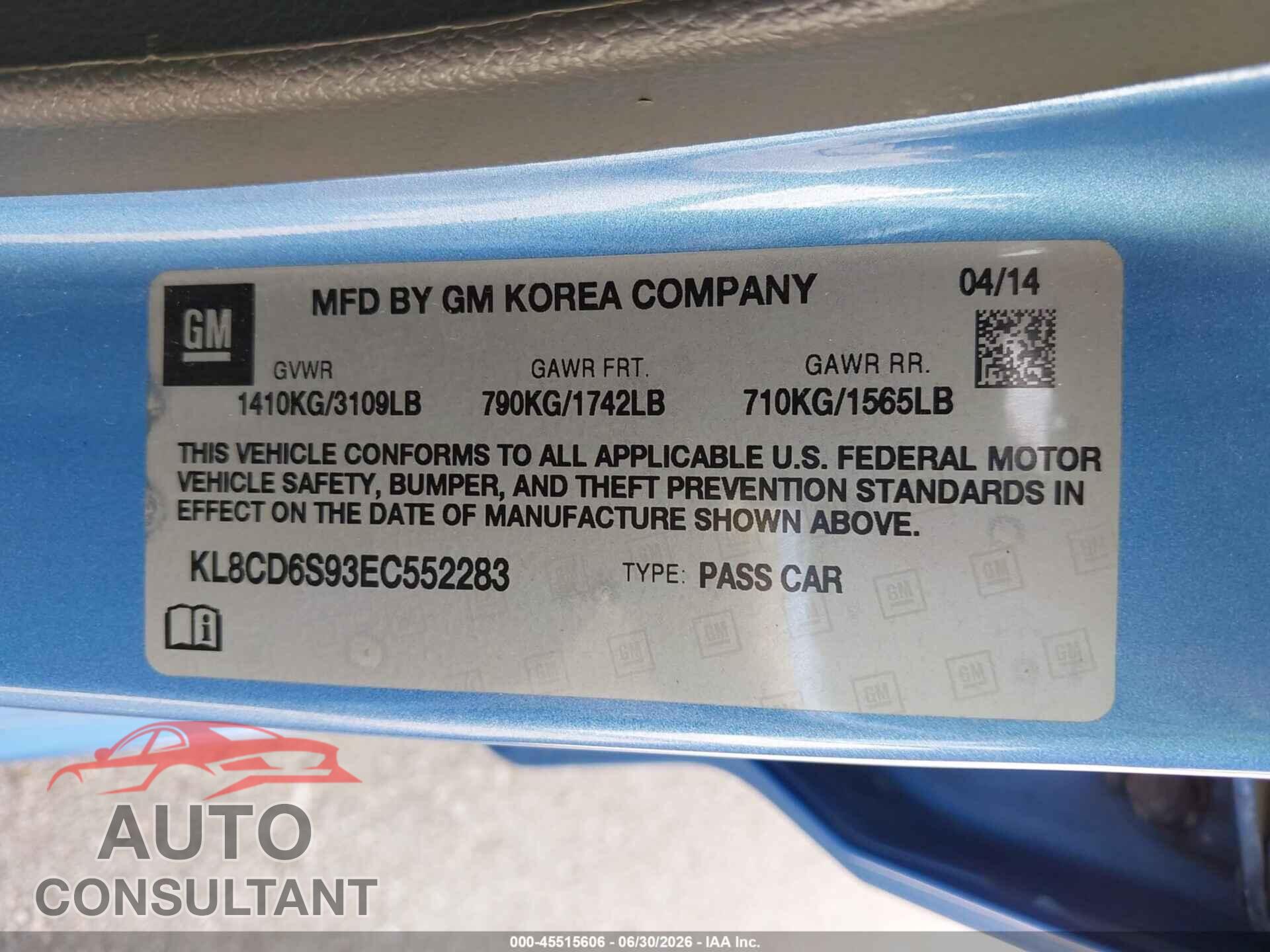 CHEVROLET SPARK 2014 - KL8CD6S93EC552283