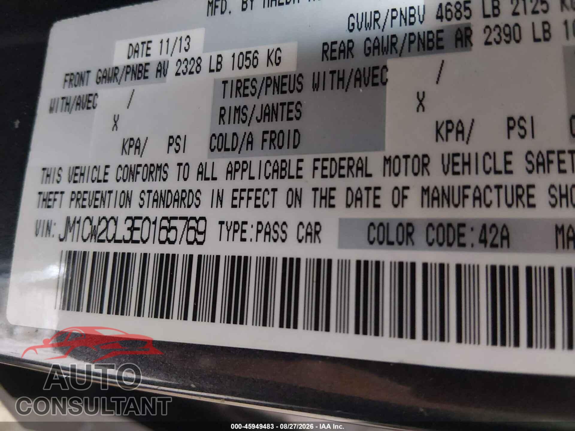 MAZDA MAZDA5 2014 - JM1CW2CL3E0165769