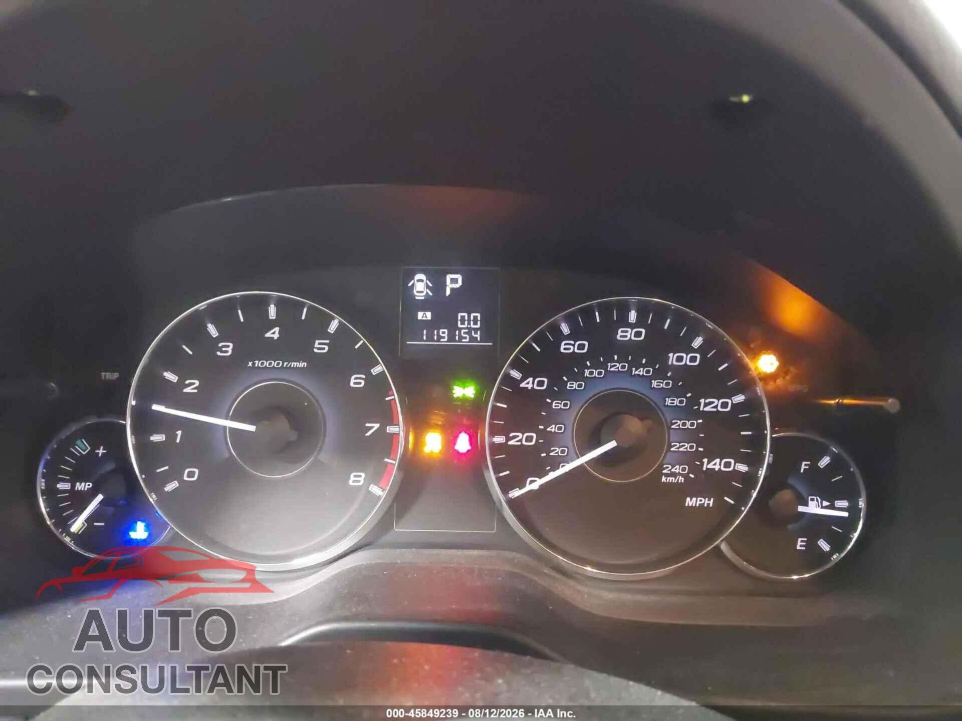 SUBARU OUTBACK 2012 - 4S4BRCKC9C3243621