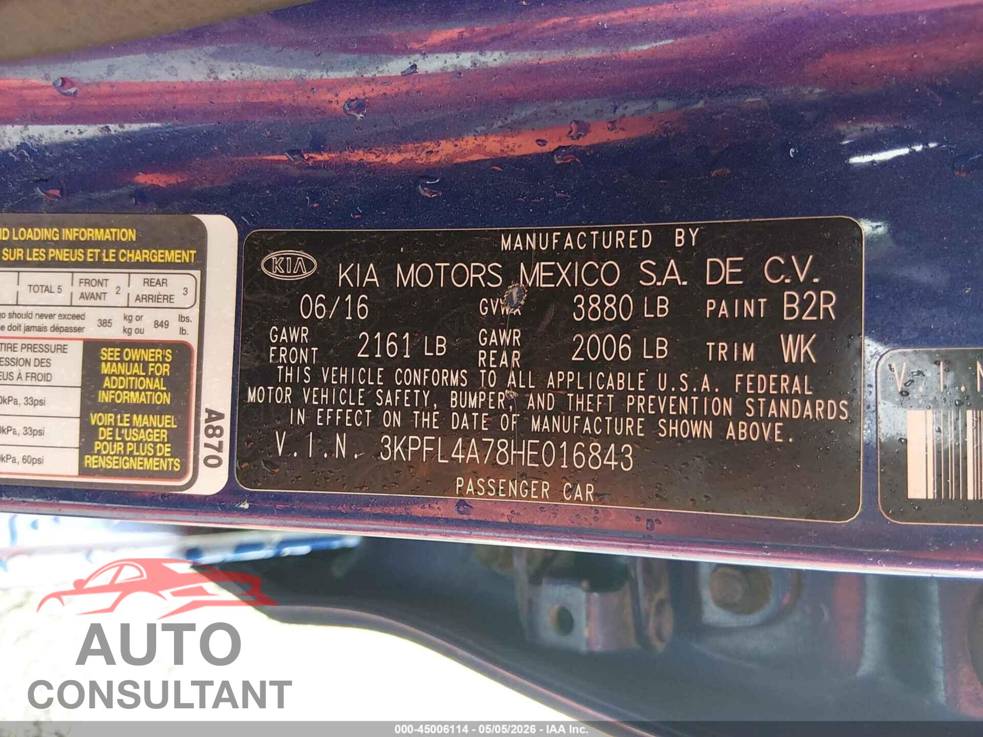 KIA FORTE 2017 - 3KPFL4A78HE016843