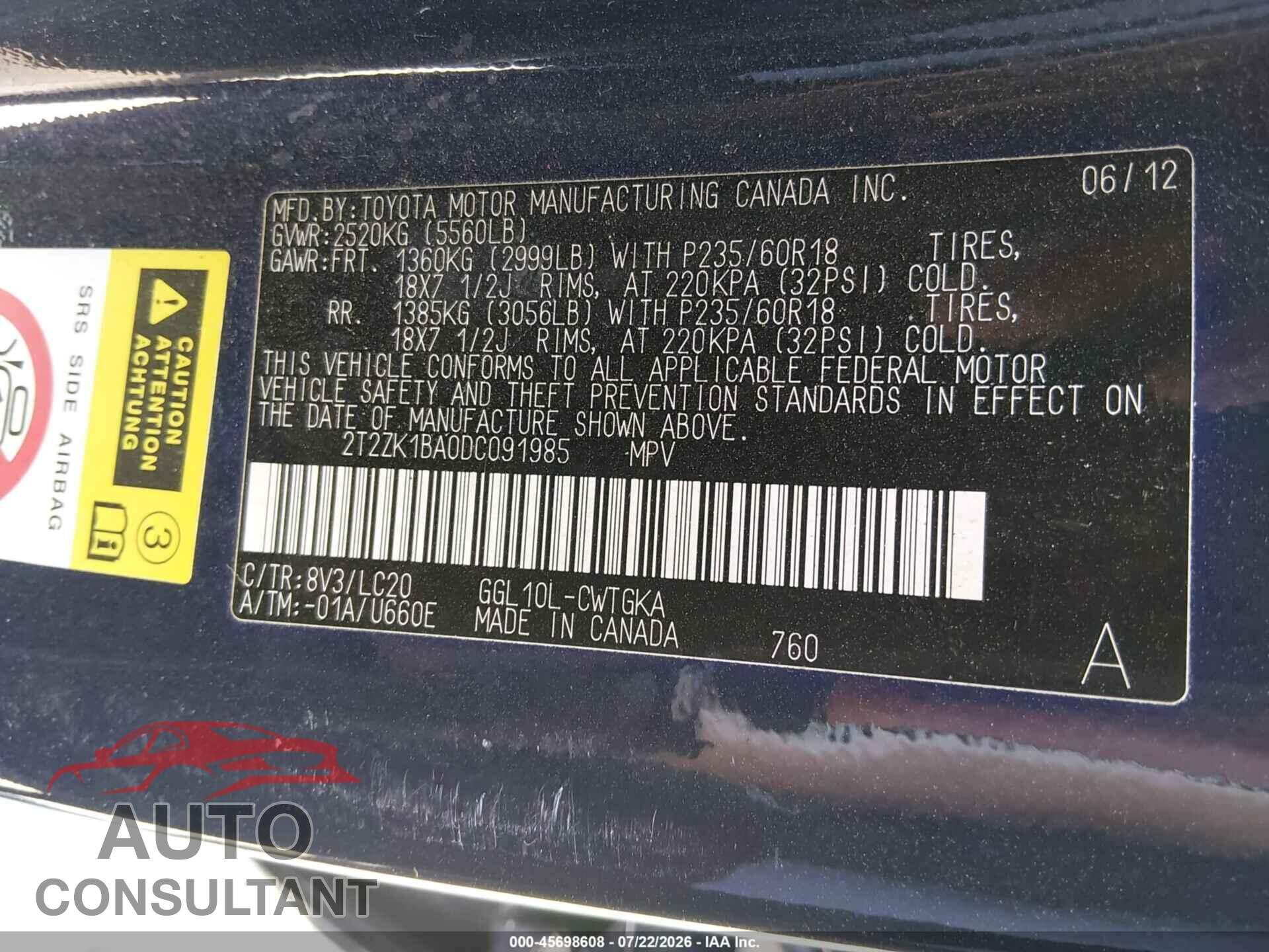 LEXUS RX 350 2013 - 2T2ZK1BA0DC091985