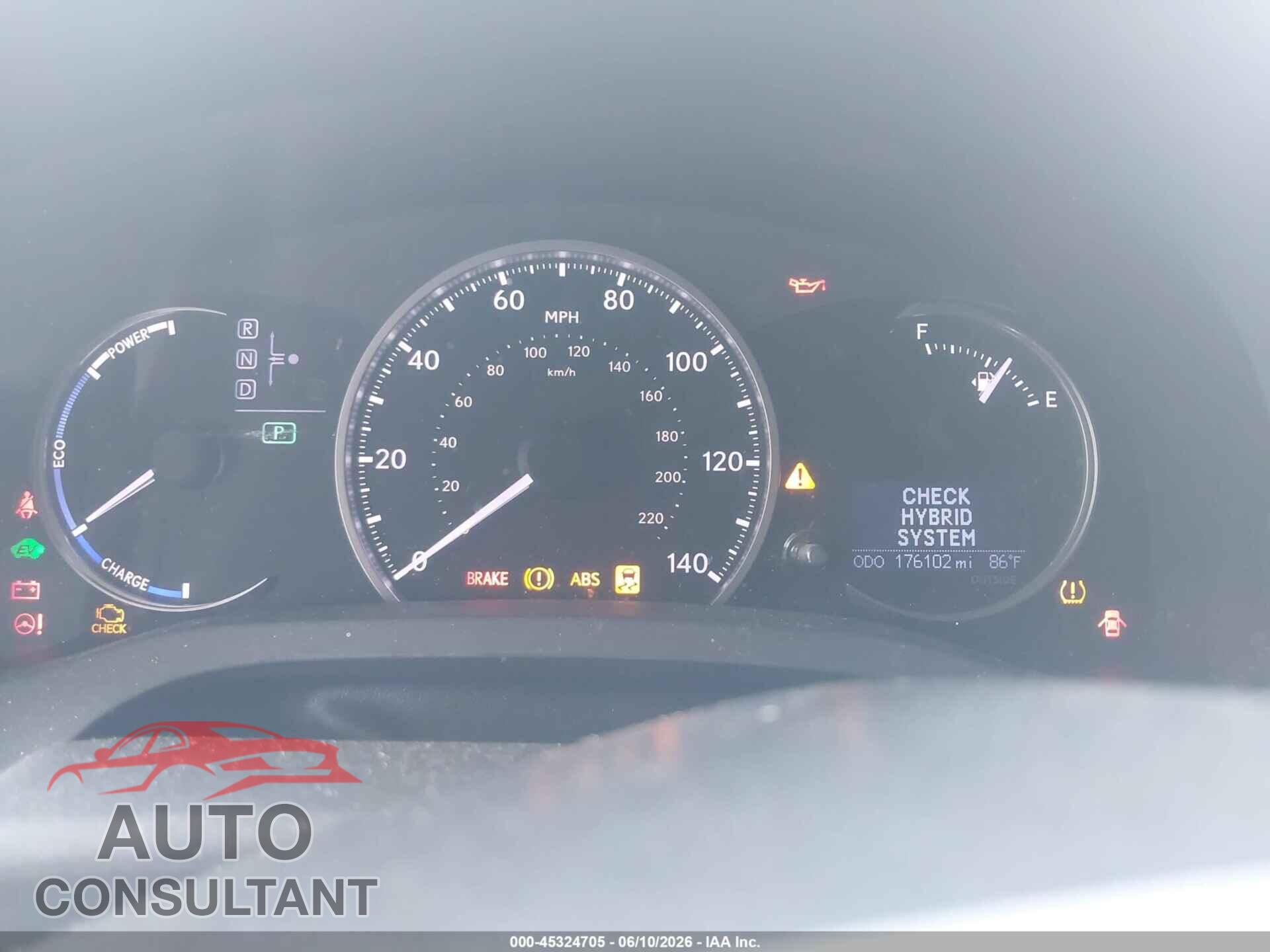 LEXUS CT 200H 2013 - JTHKD5BH4D2154510