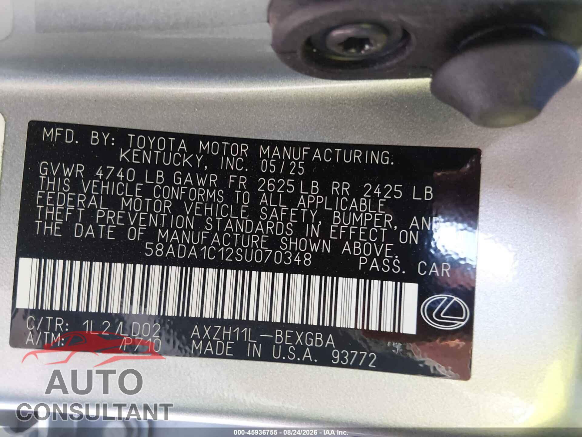 LEXUS ES 300H 2025 - 58ADA1C12SU070348