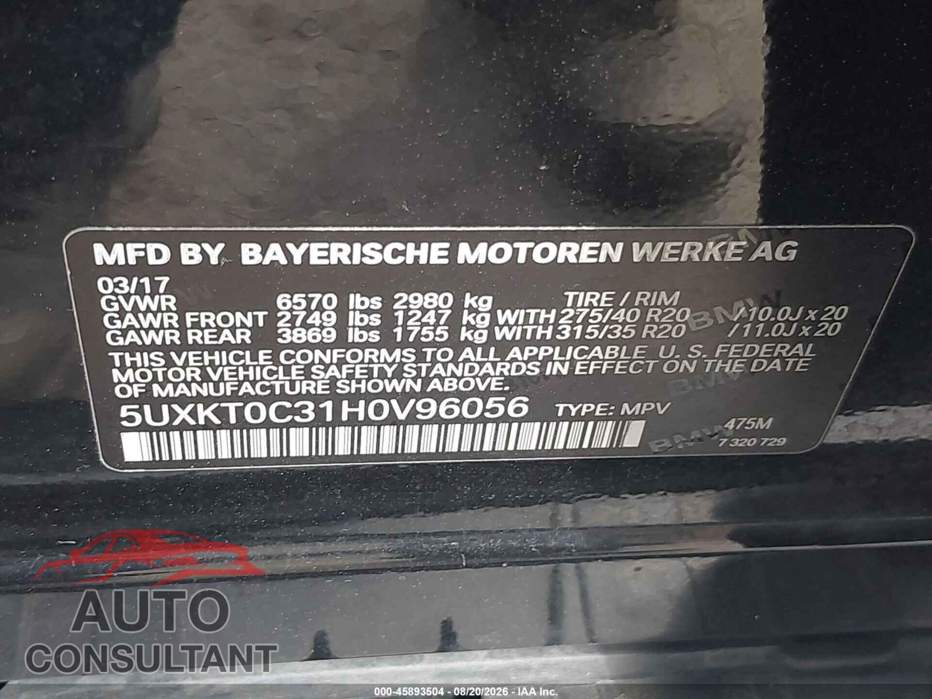 BMW X5 EDRIVE 2017 - 5UXKT0C31H0V96056