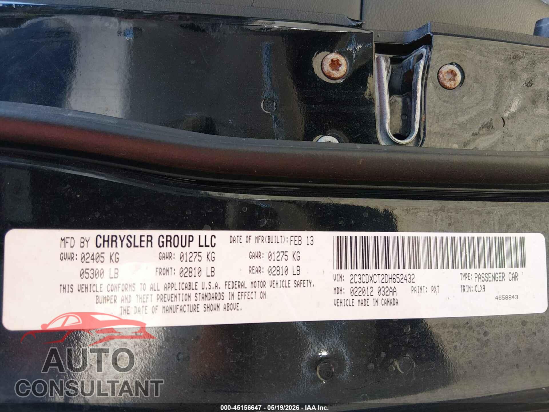 DODGE CHARGER 2013 - 2C3CDXCT2DH652432