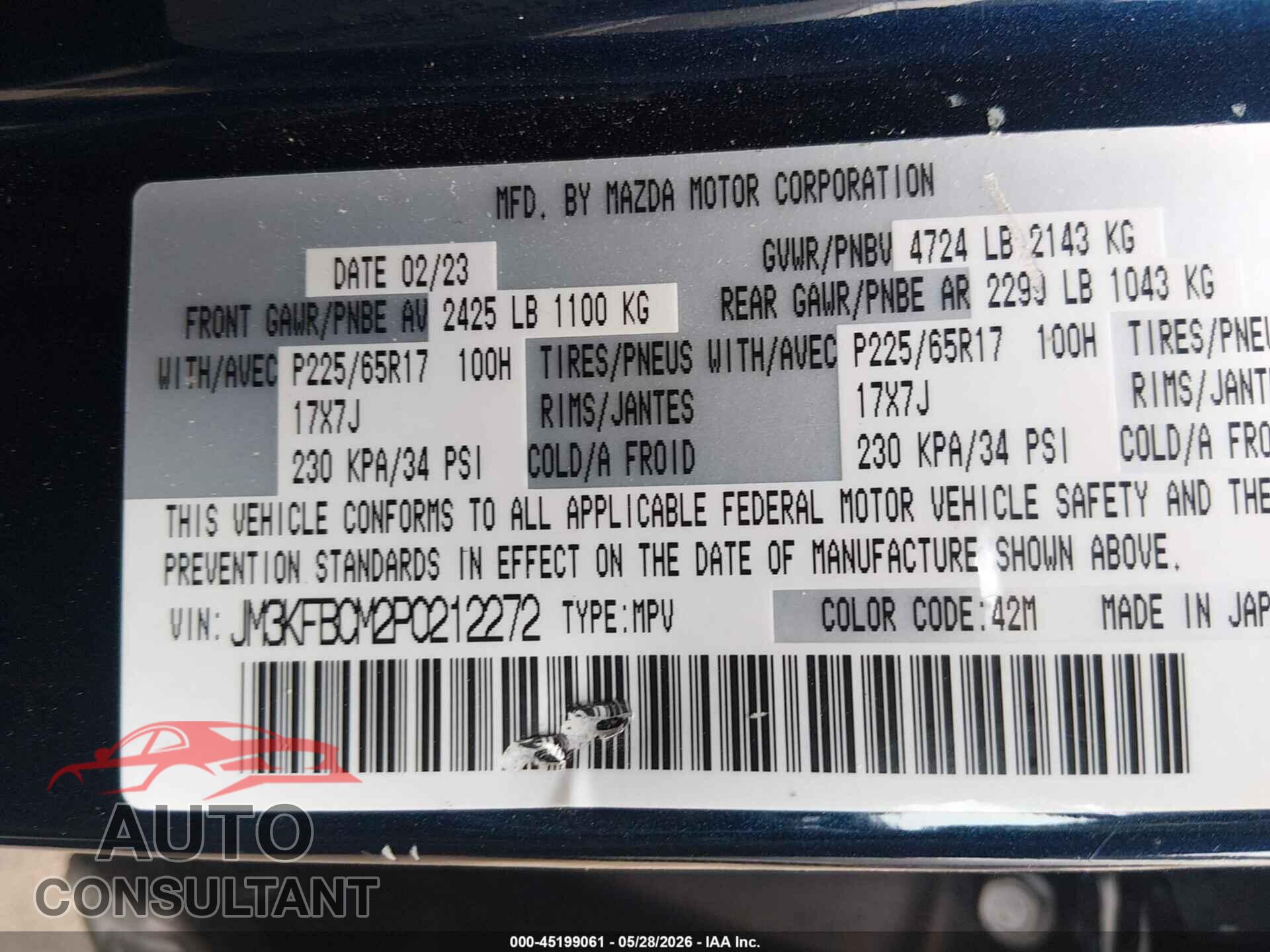 MAZDA CX-5 2023 - JM3KFBCM2P0212272