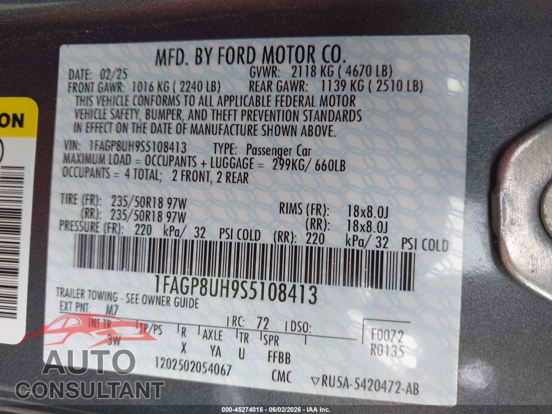 FORD MUSTANG 2025 - 1FAGP8UH9S5108413