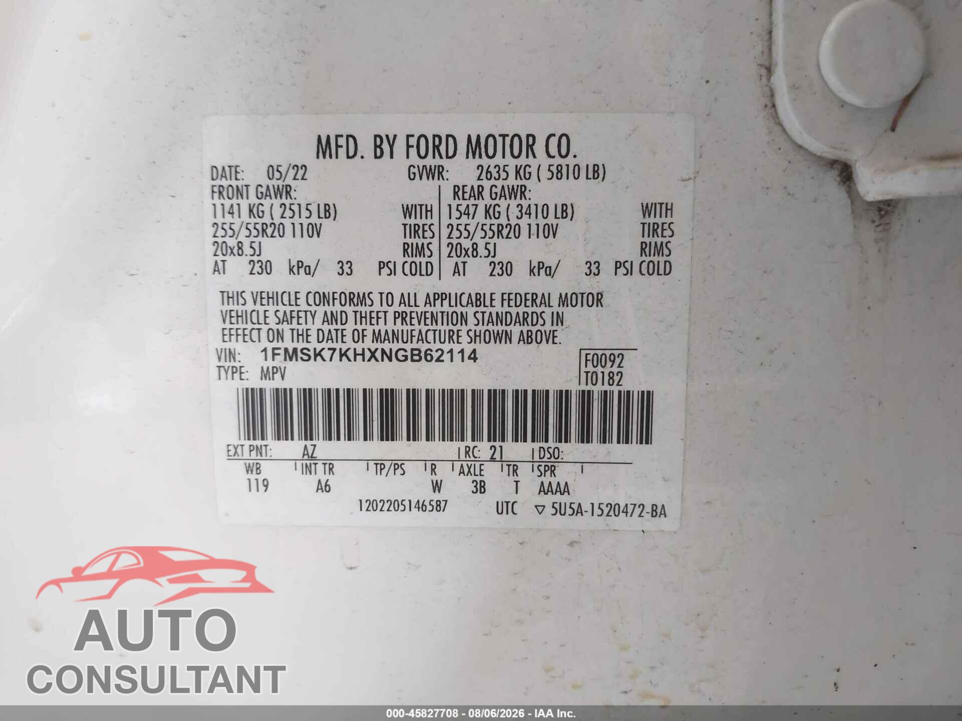FORD EXPLORER 2022 - 1FMSK7KHXNGB62114