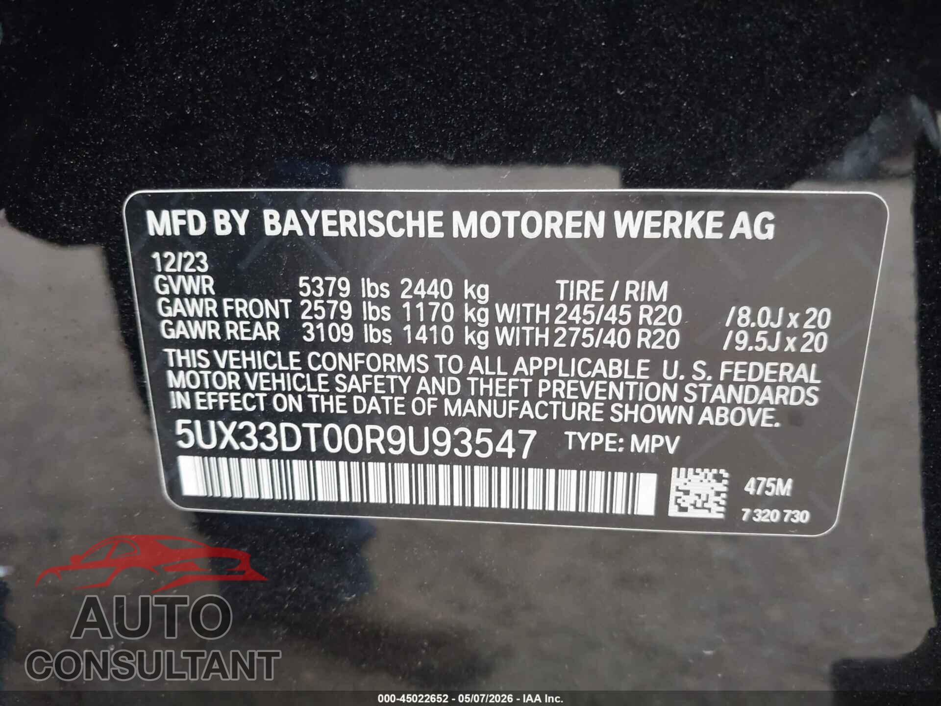 BMW X4 2024 - 5UX33DT00R9U93547