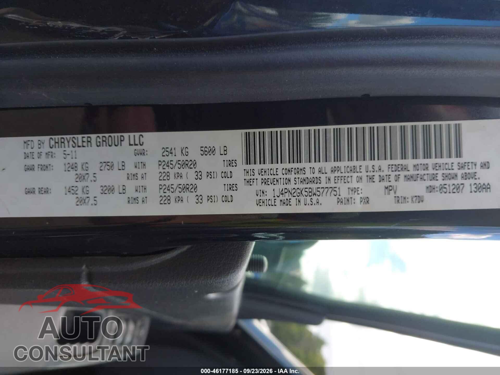 JEEP LIBERTY 2011 - 1J4PN2GK5BW577751
