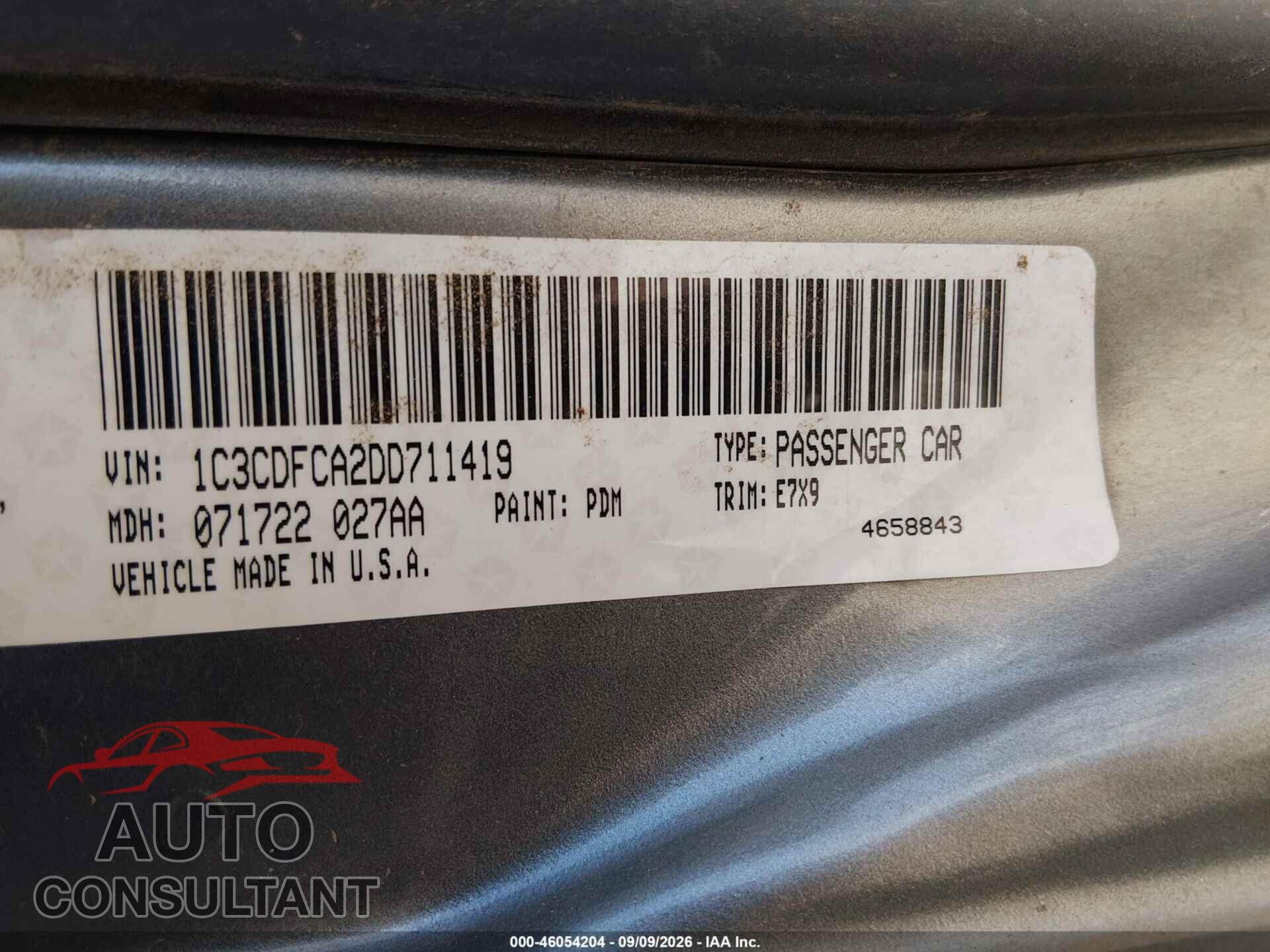 DODGE DART 2013 - 1C3CDFCA2DD711419
