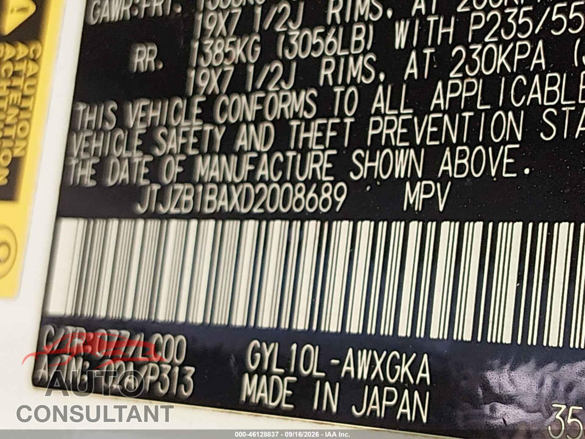 LEXUS RX 450H 2013 - JTJZB1BAXD2008689