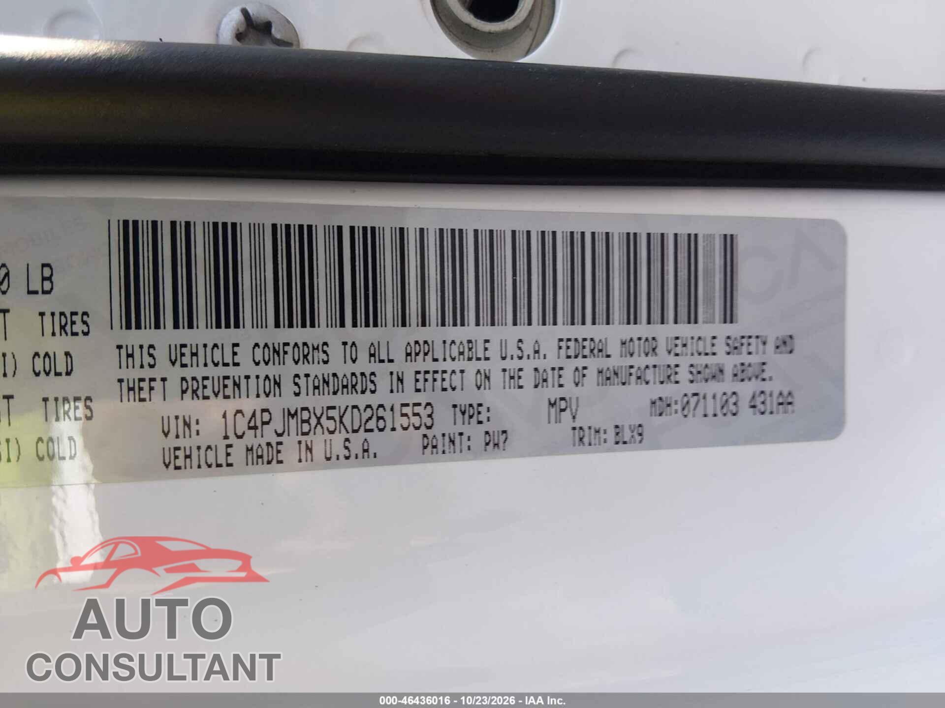 JEEP CHEROKEE 2019 - 1C4PJMBX5KD261553