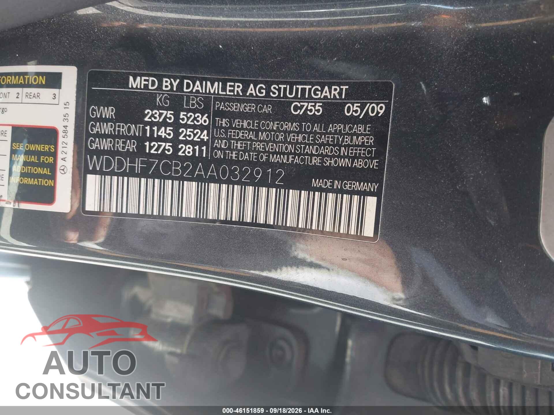 MERCEDES-BENZ E 550 2010 - WDDHF7CB2AA032912