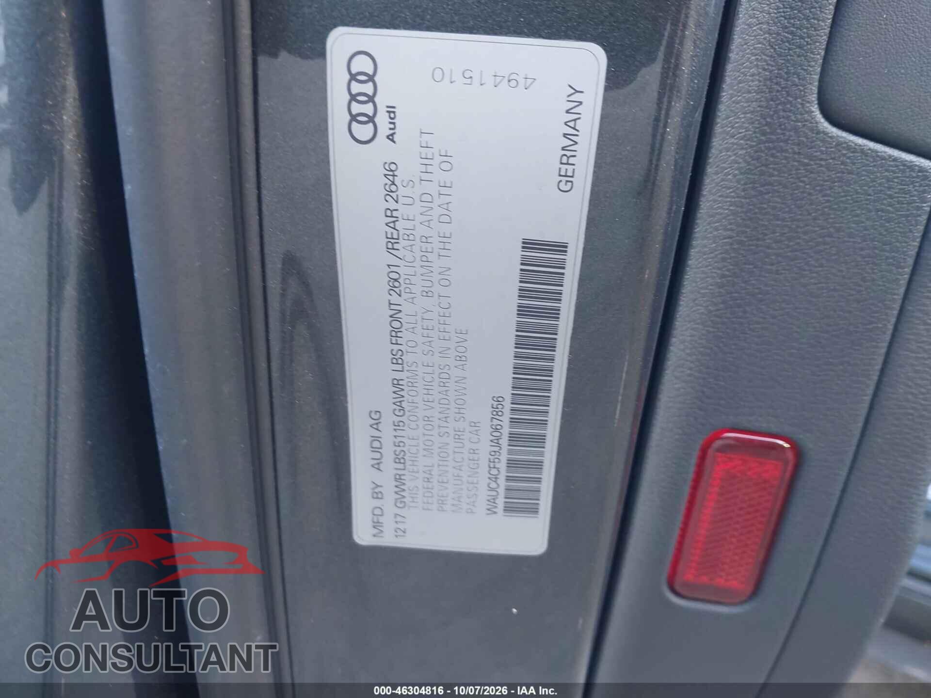 AUDI S5 2018 - WAUC4CF59JA067856
