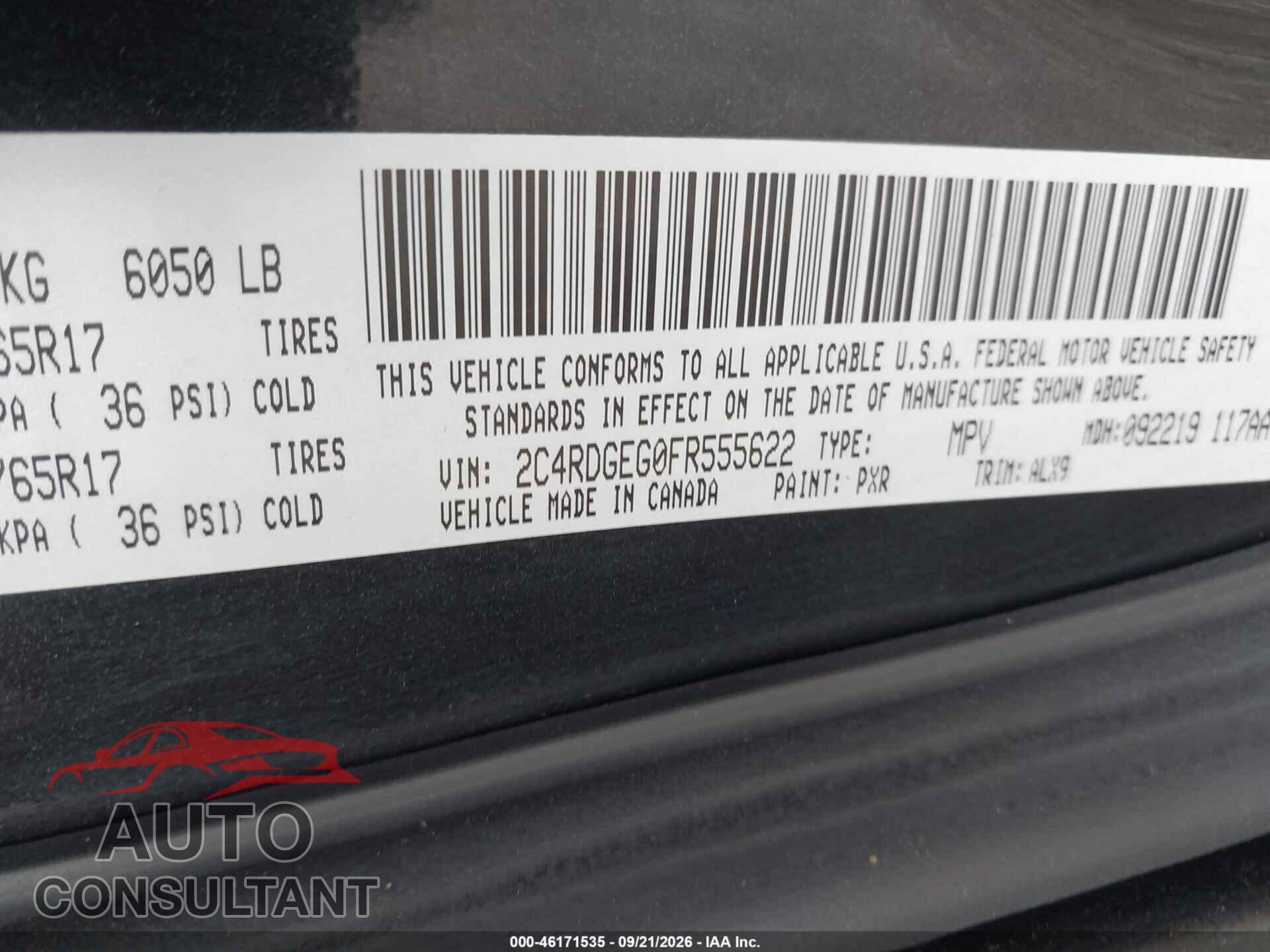 DODGE GRAND CARAVAN 2015 - 2C4RDGEG0FR555622