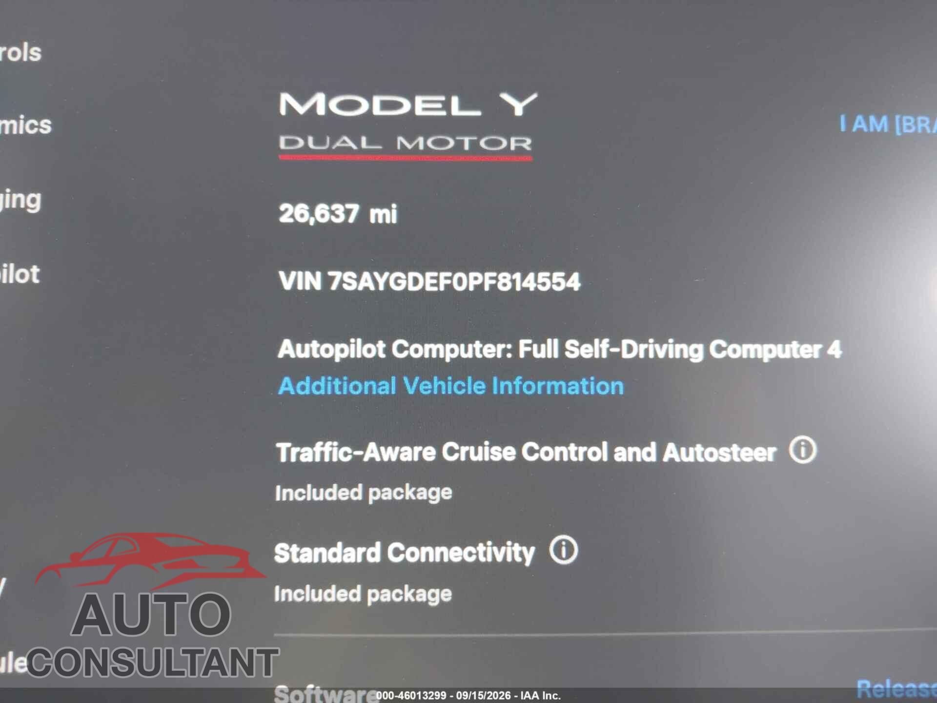 TESLA MODEL Y 2023 - 7SAYGDEF0PF814554