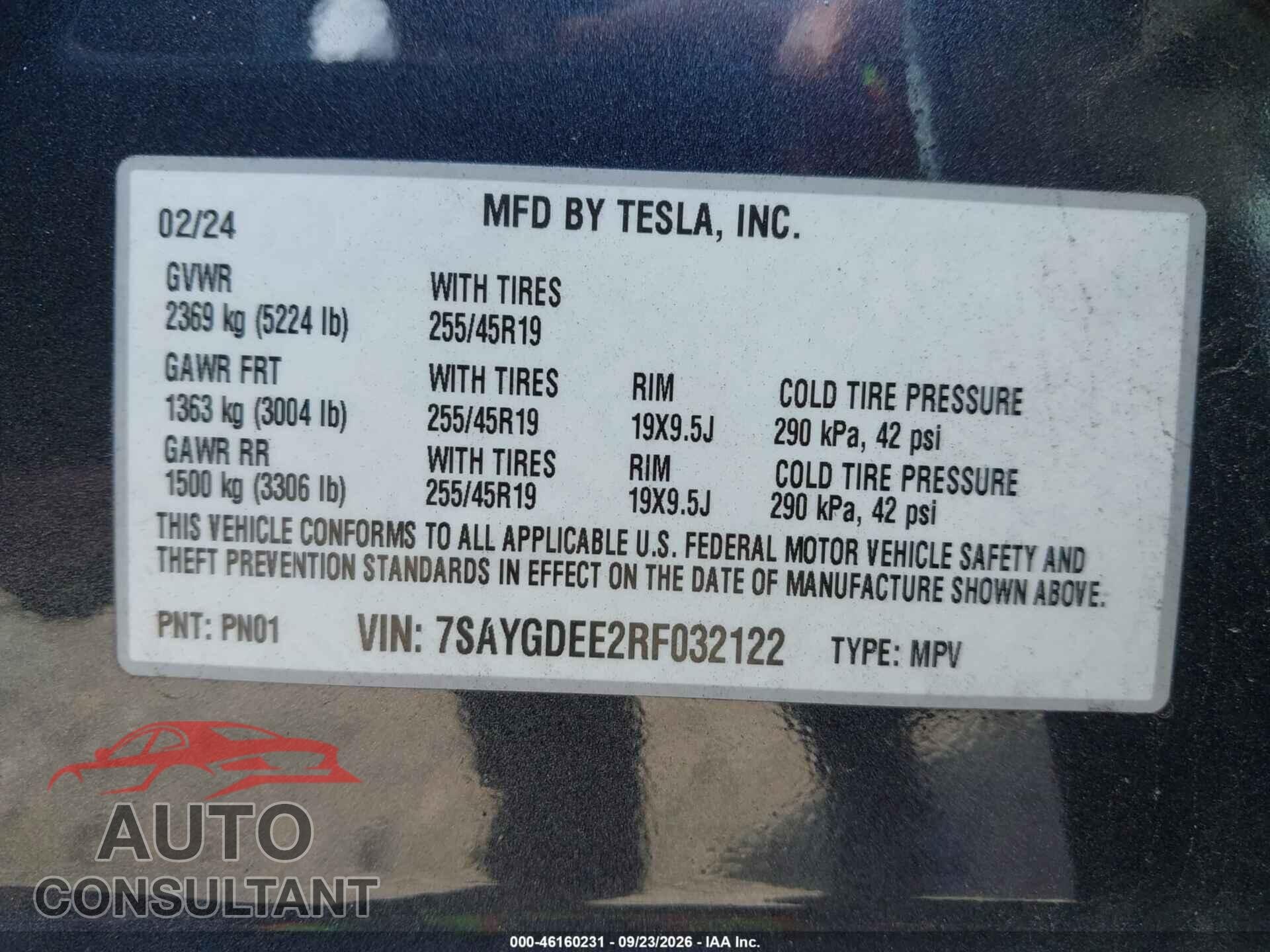 TESLA MODEL Y 2024 - 7SAYGDEE2RF032122