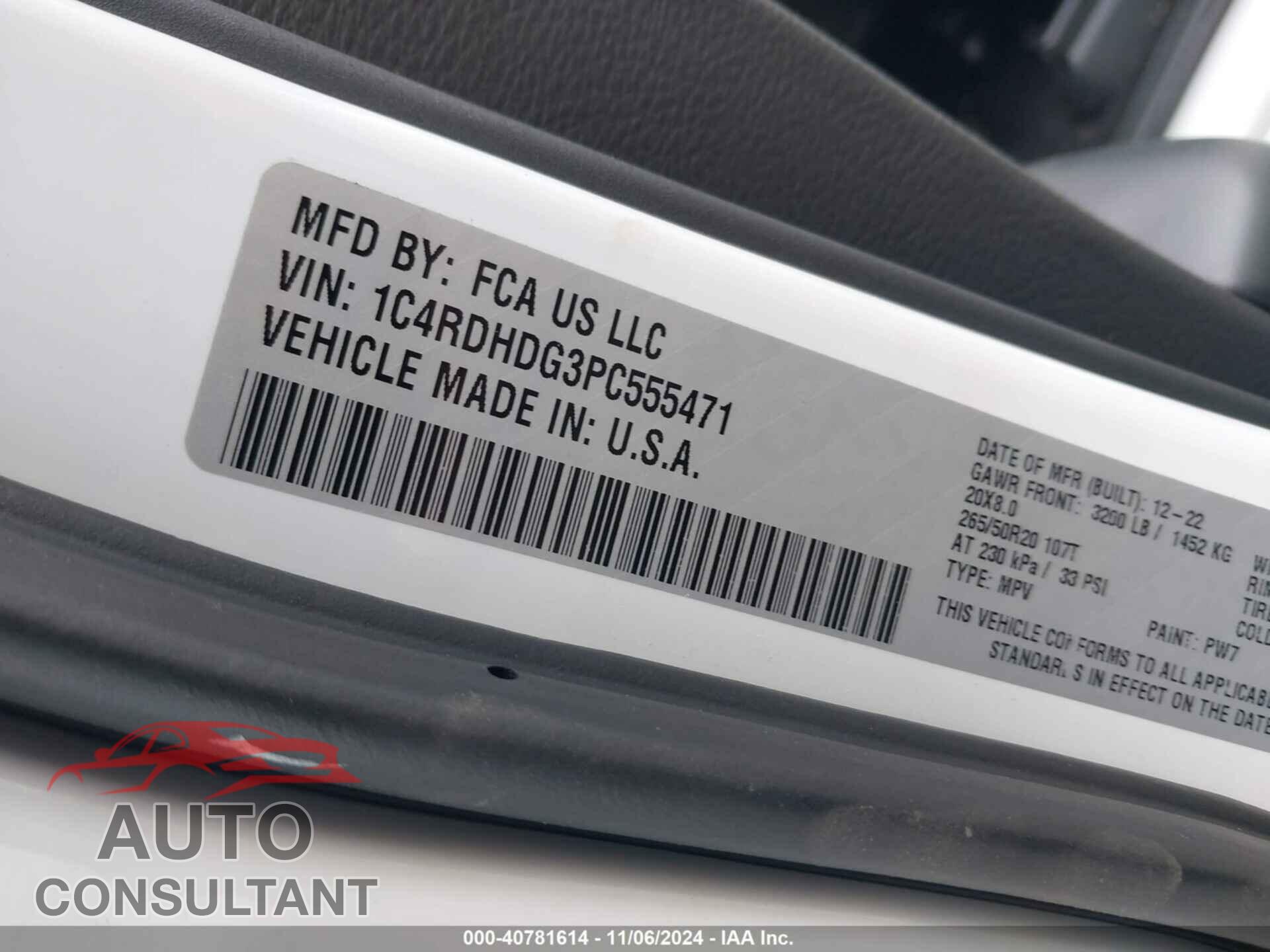 DODGE DURANGO 2023 - 1C4RDHDG3PC555471