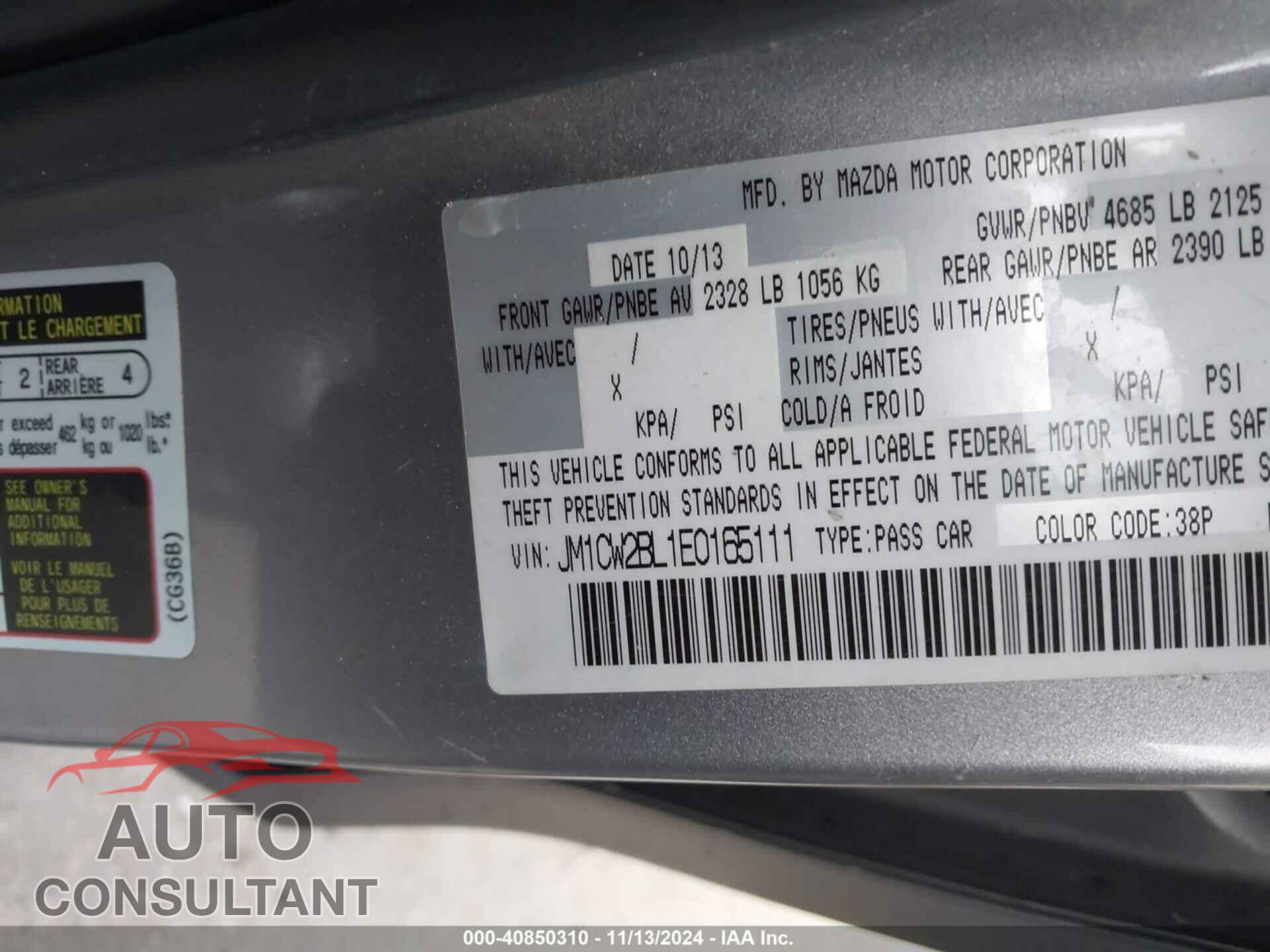MAZDA MAZDA5 2014 - JM1CW2BL1E0165111