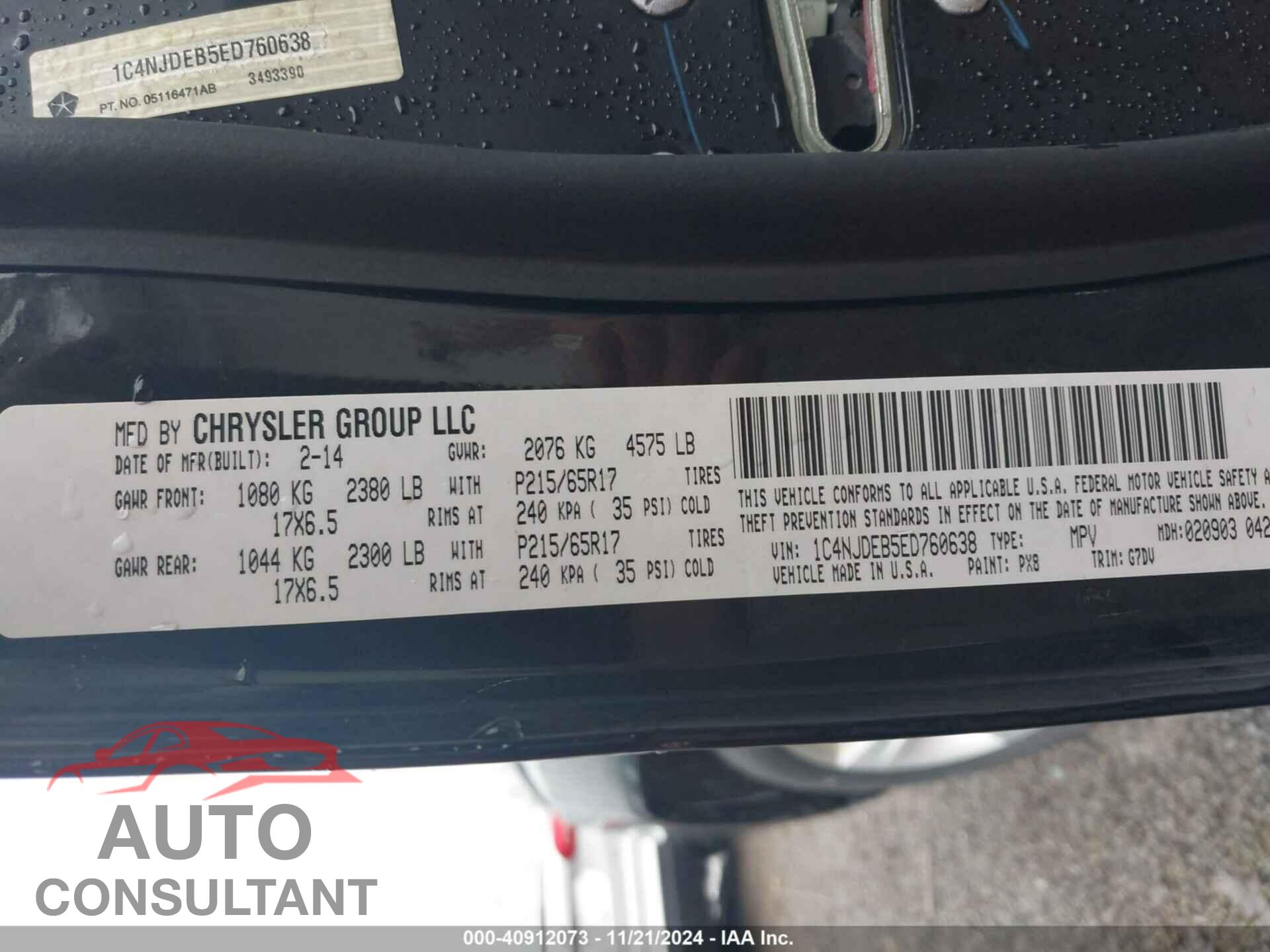 JEEP COMPASS 2014 - 1C4NJDEB5ED760638