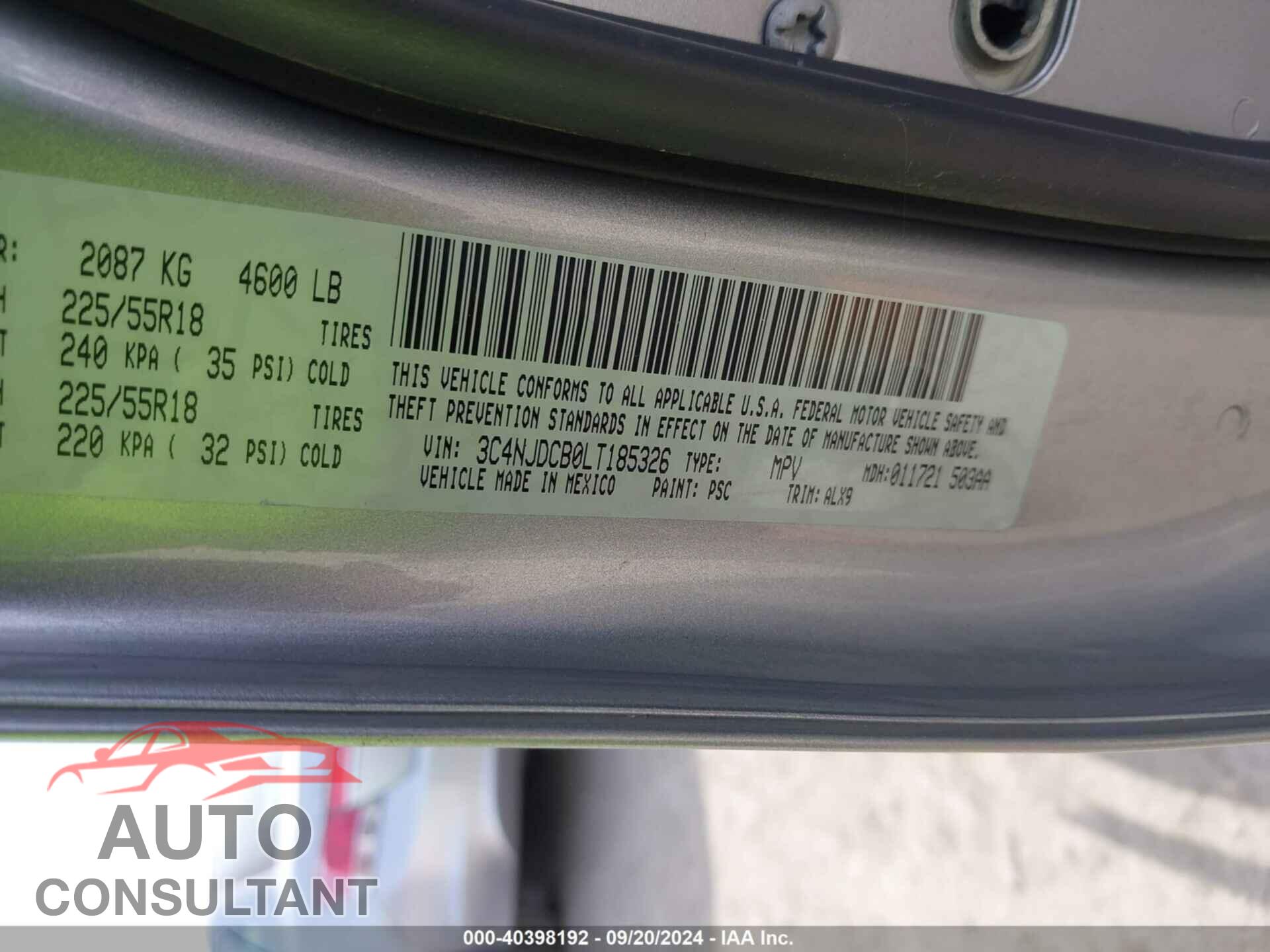 JEEP COMPASS 2020 - 3C4NJDCB0LT185326