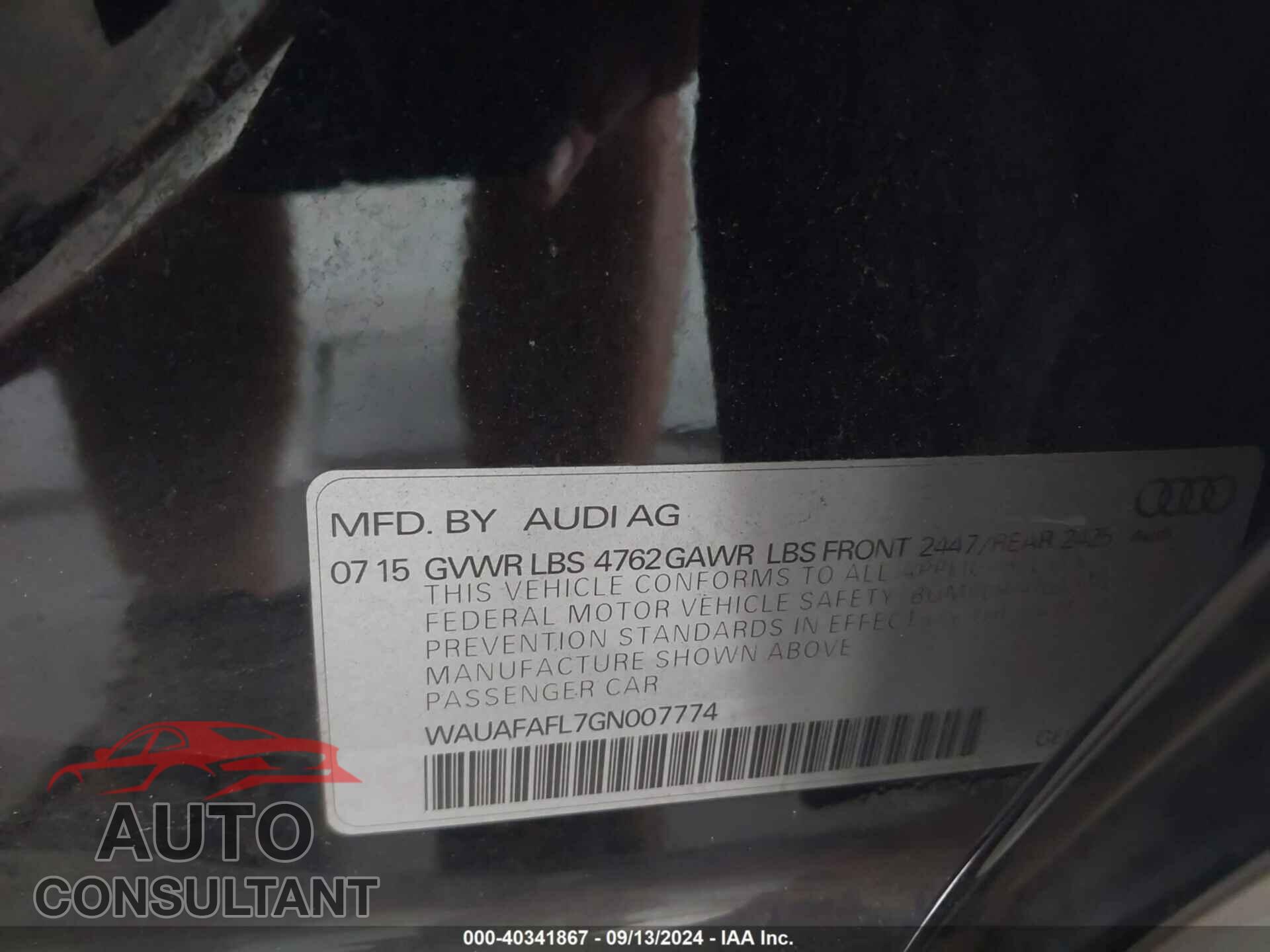 AUDI A4 2016 - WAUAFAFL7GN007774