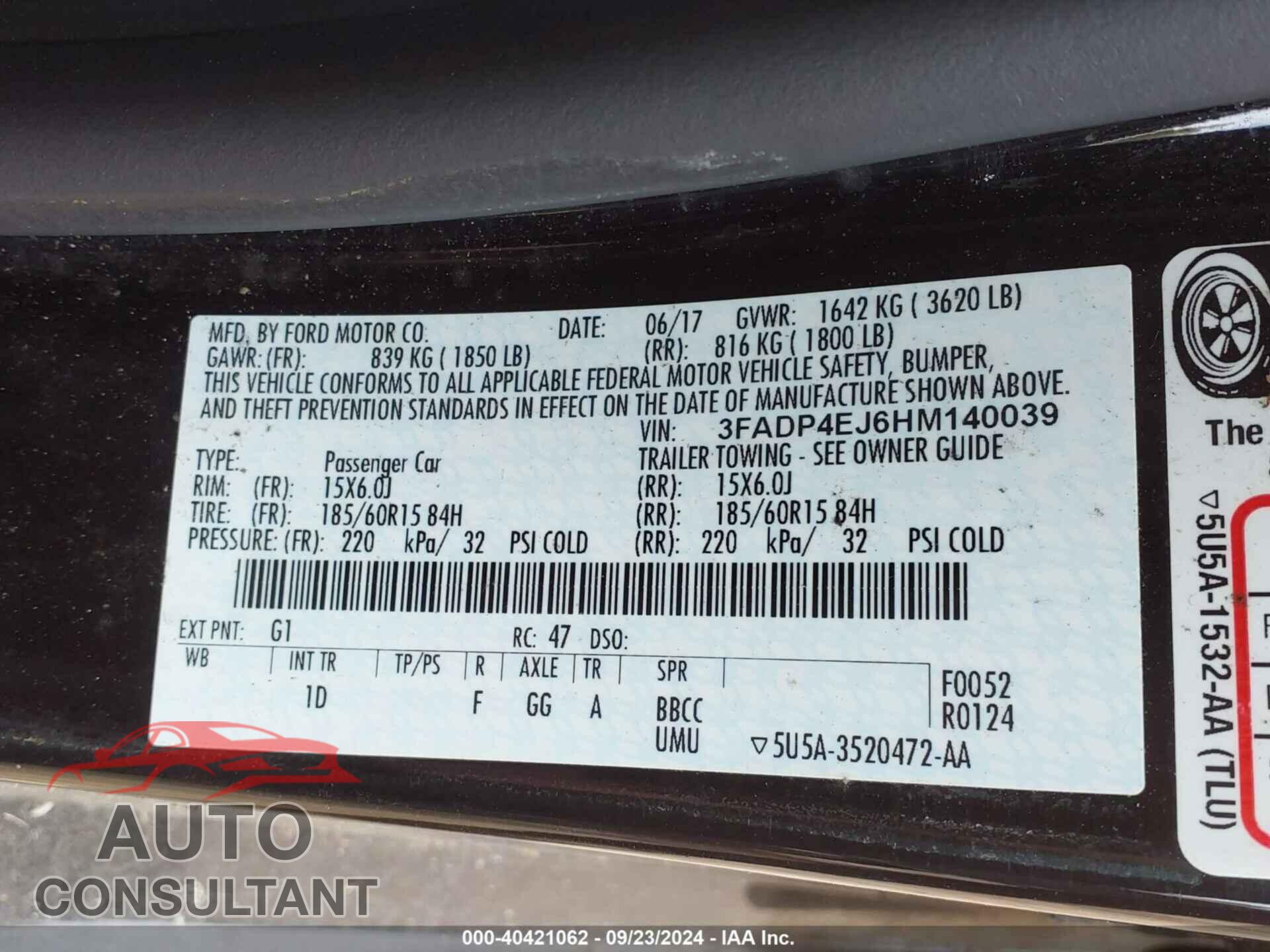 FORD FIESTA 2017 - 3FADP4EJ6HM140039