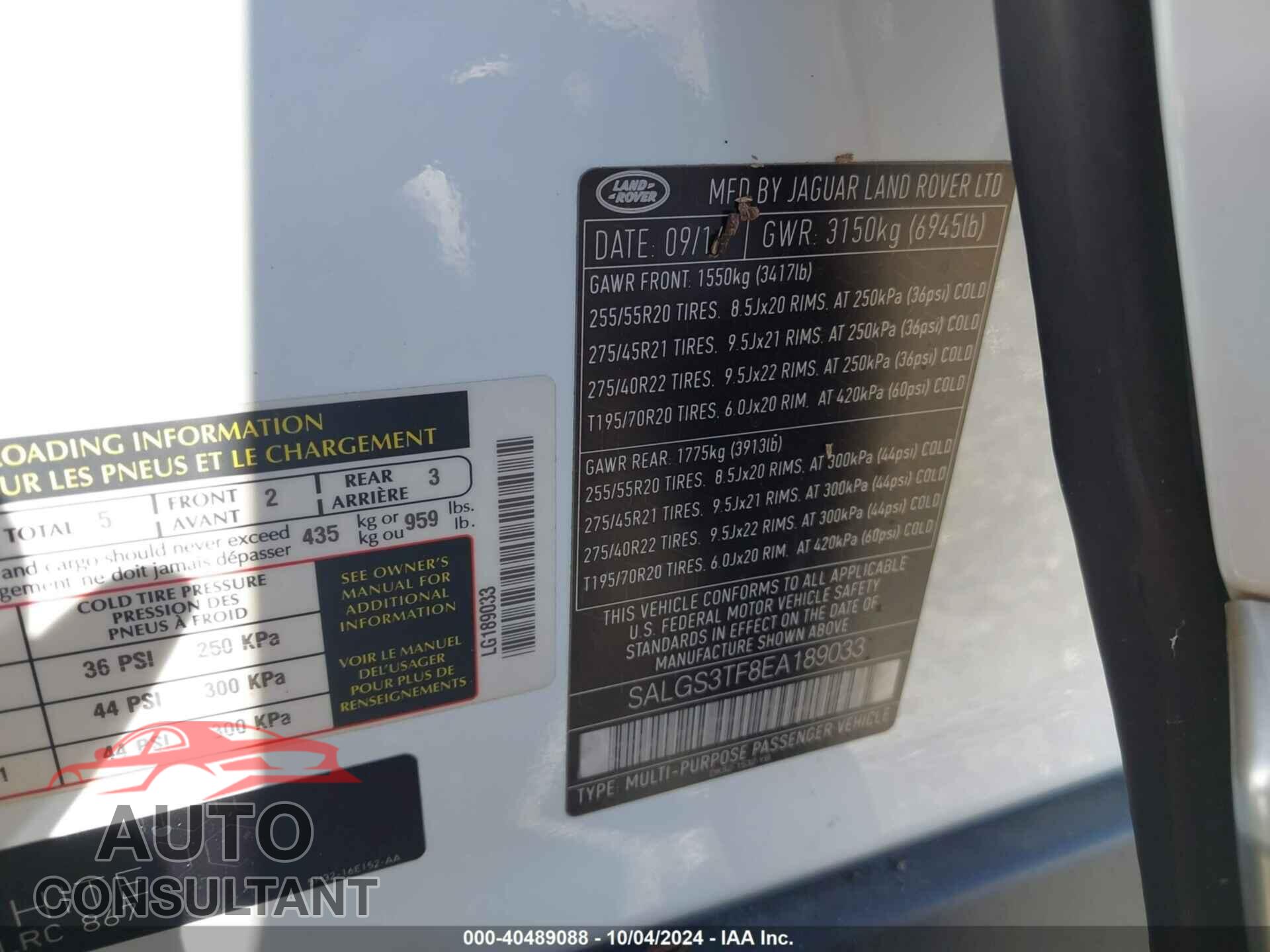 LAND ROVER RANGE ROVER 2014 - SALGS3TF8EA189033