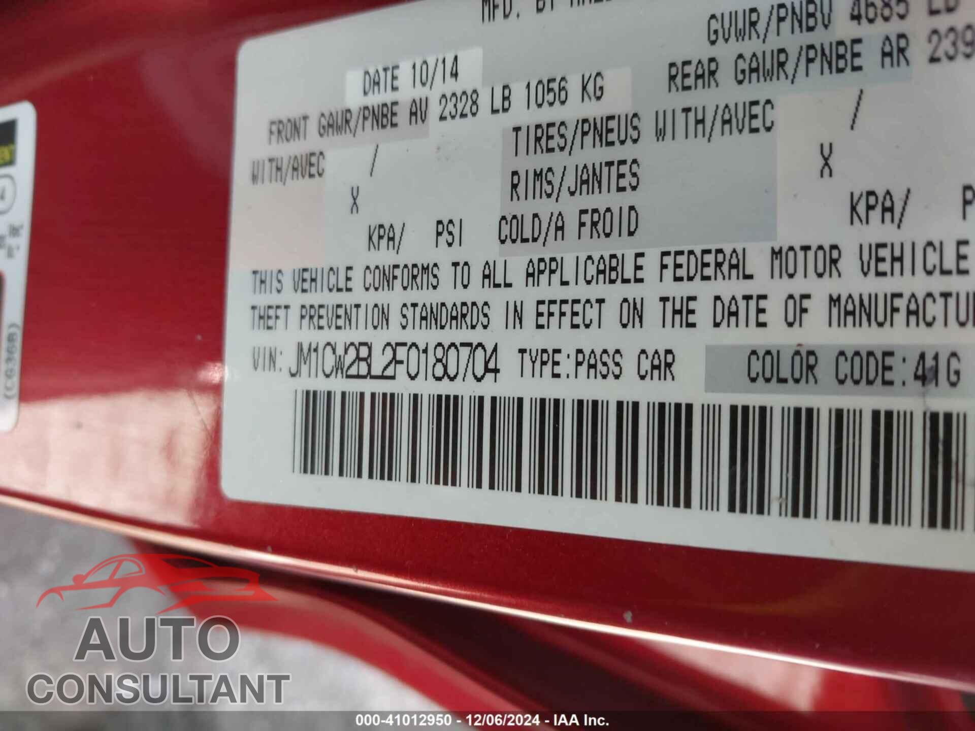 MAZDA MAZDA5 2015 - JM1CW2BL2F0180704
