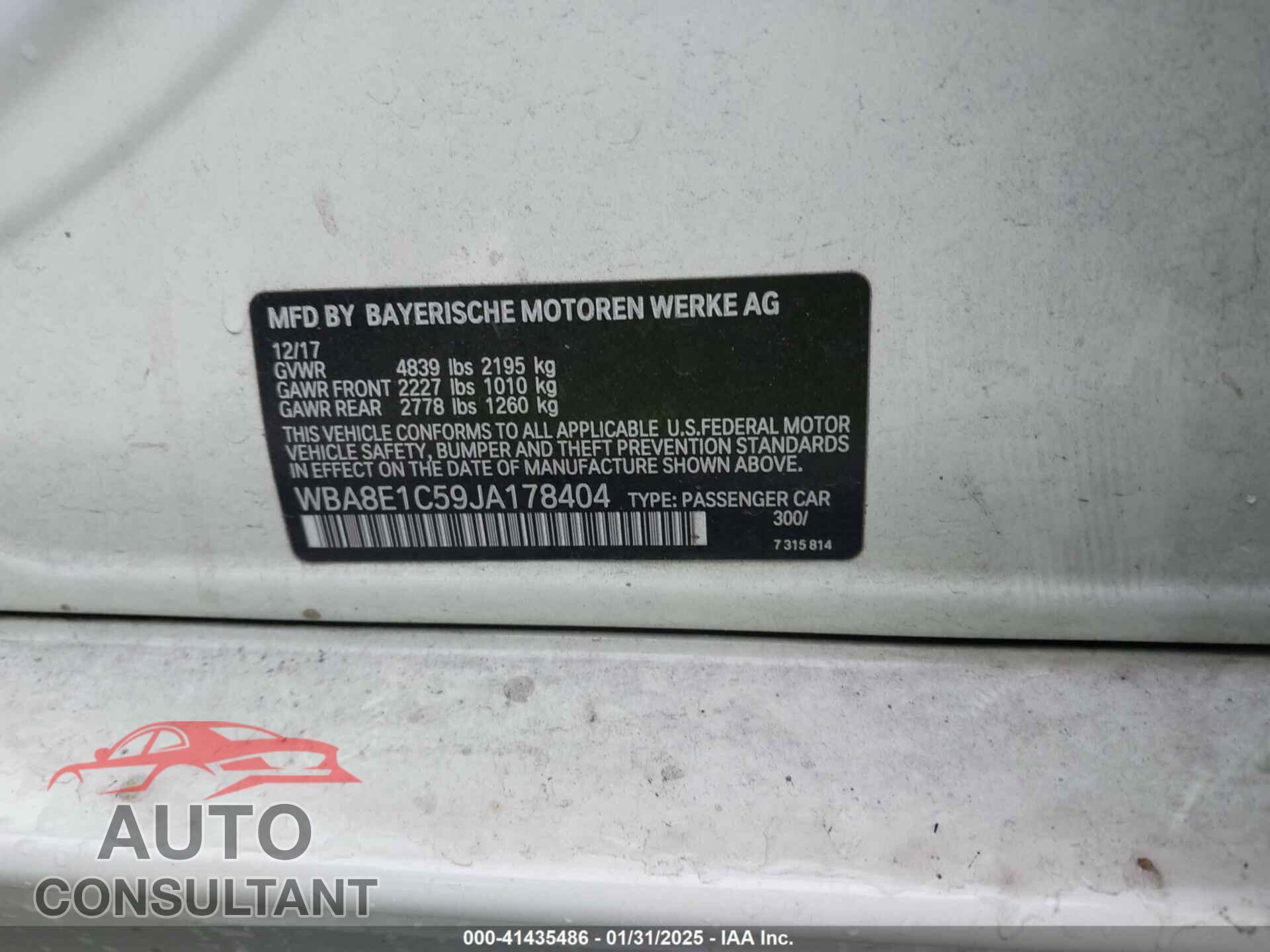 BMW 330E 2018 - WBA8E1C59JA178404