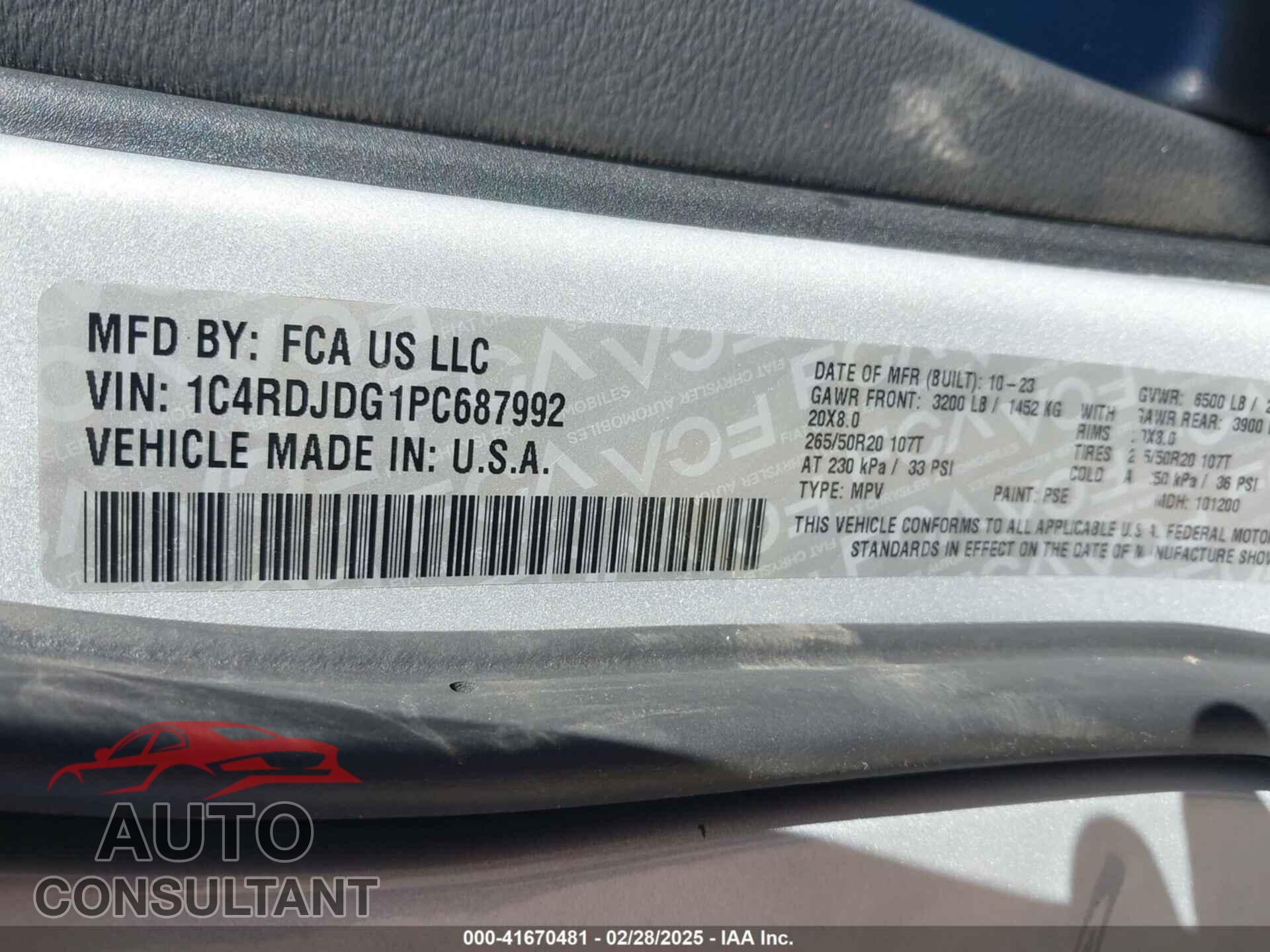 DODGE DURANGO 2023 - 1C4RDJDG1PC687992